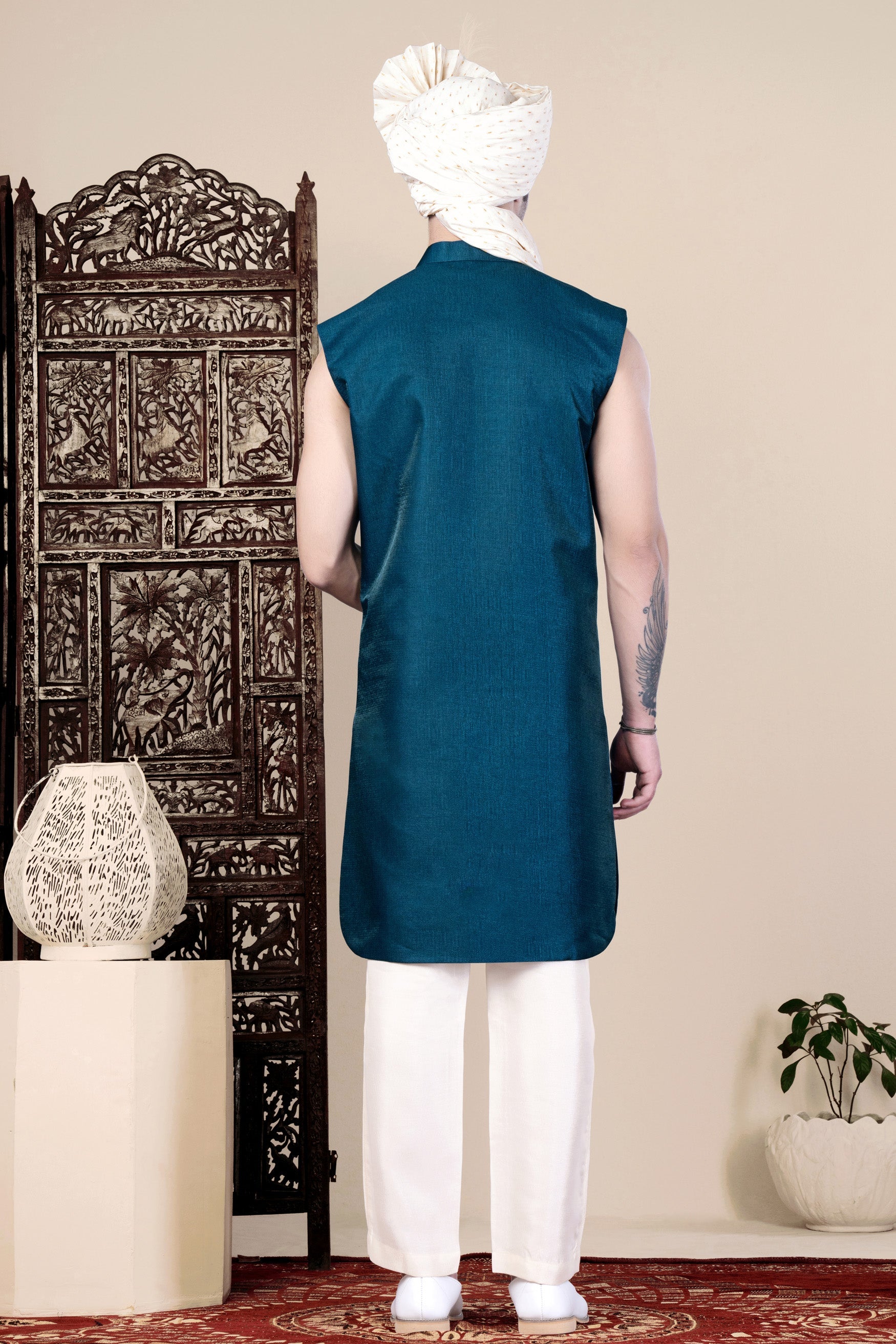 Teal Blue Sleeveless Indo Set