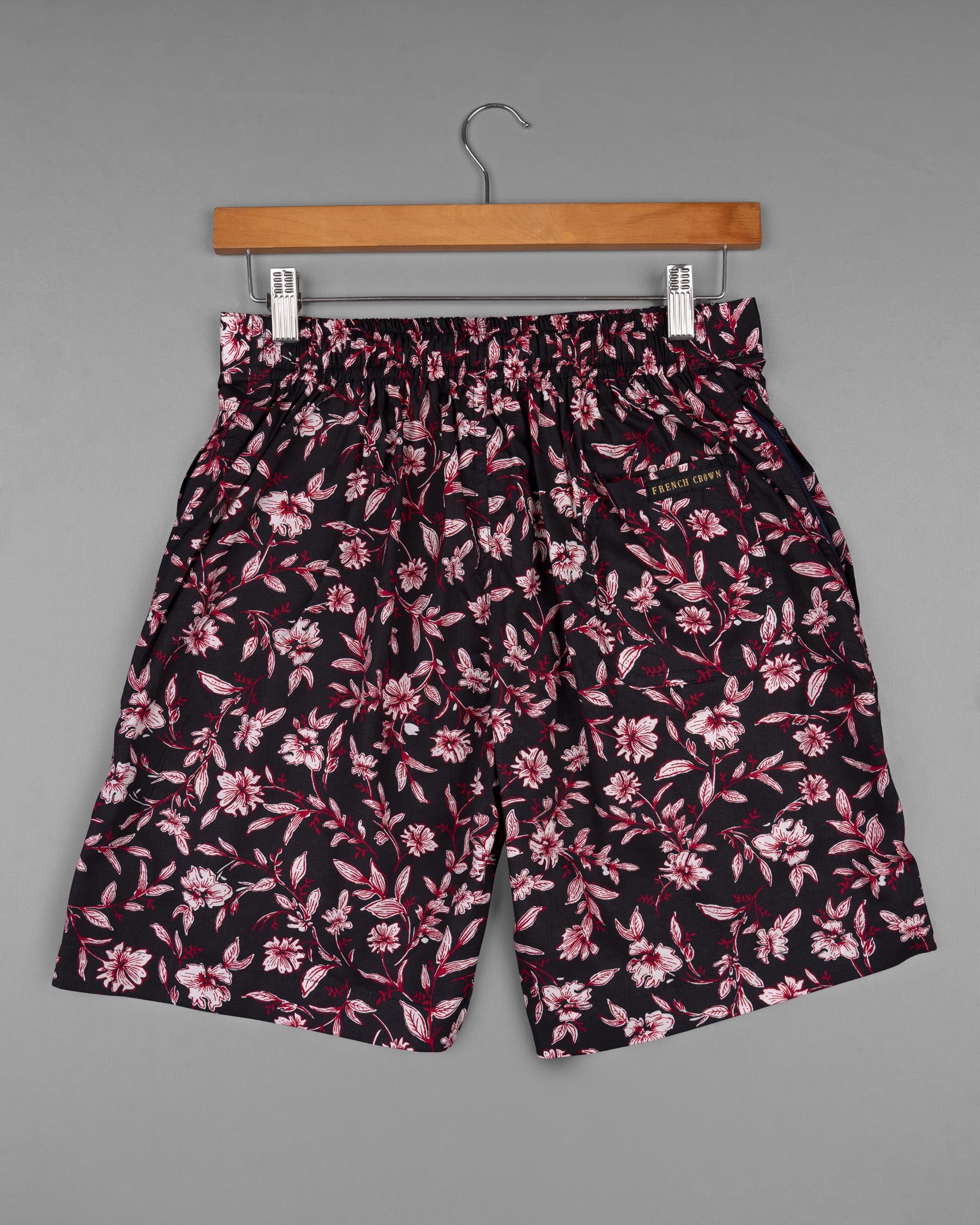 Jade Black Floral Printed Premium Cotton Shorts SR112-28, SR112-30, SR112-32, SR112-34, SR112-36, SR112-38, SR112-40, SR112-42, SR112-44