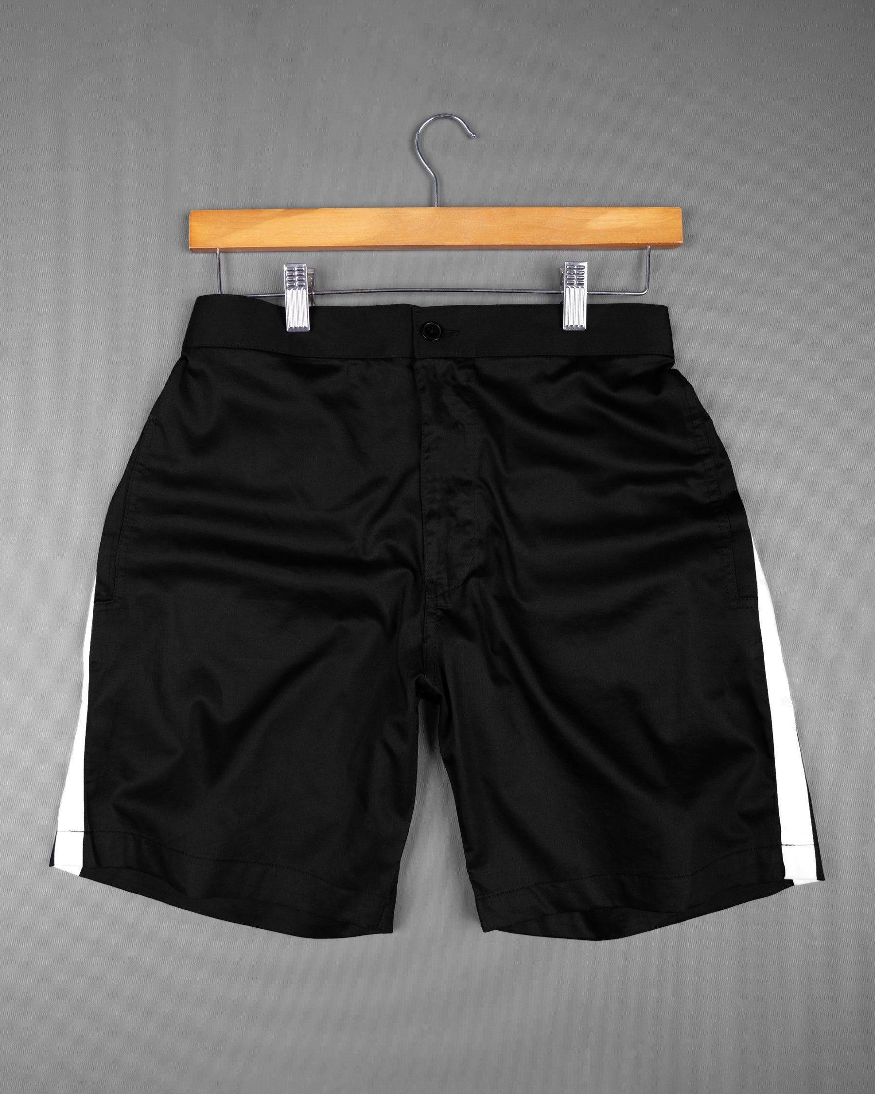 Jade Black Plain-Solid Premium Cotton Shorts For Men