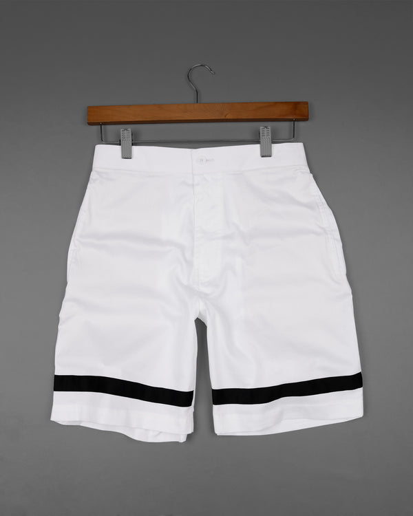 Bright White with Black Striped Super Soft Premium Cotton Designer Shorts SR152-28, SR152-30, SR152-32, SR152-34, SR152-36, SR152-38, SR152-40, SR152-42, SR152-44
