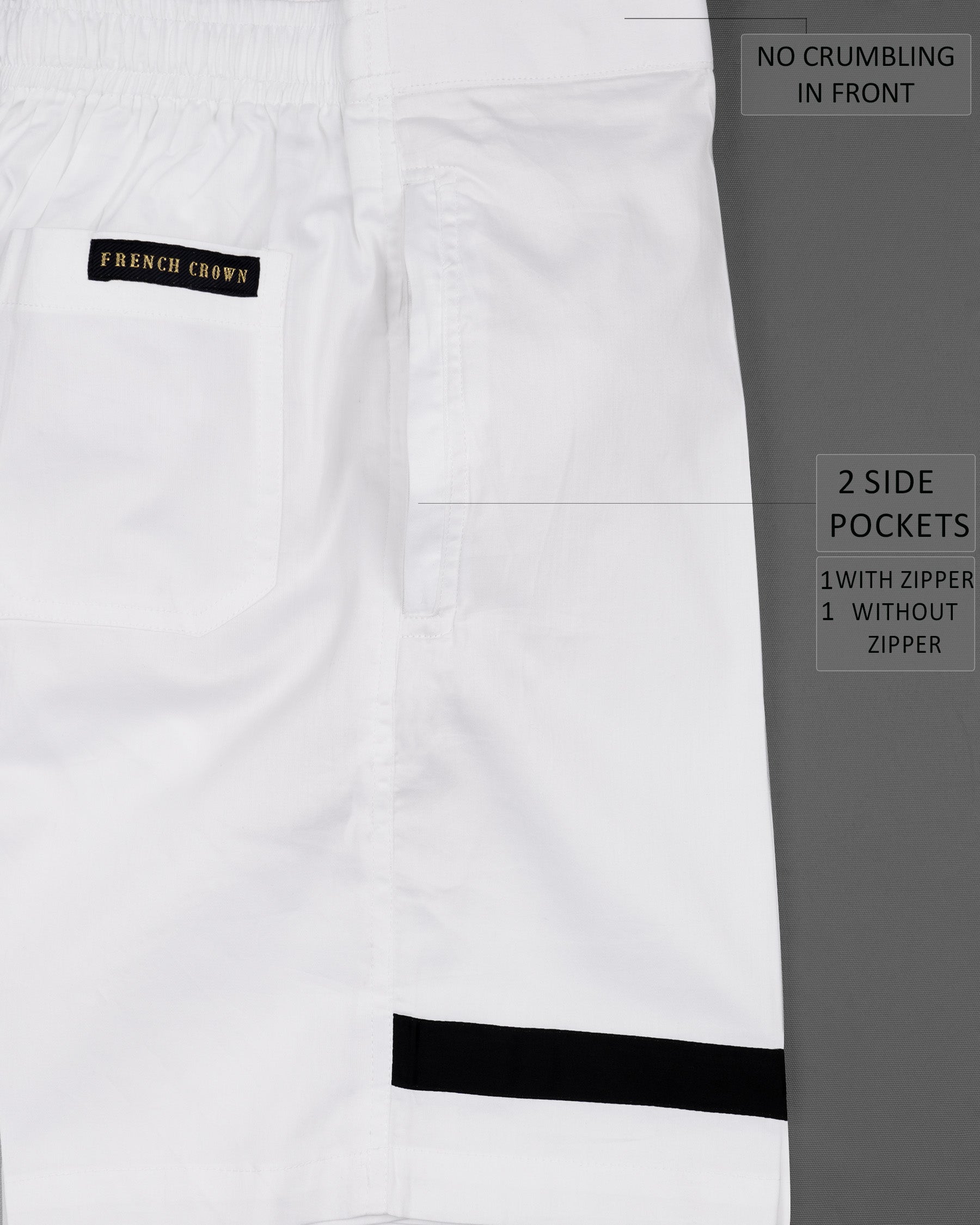 Bright White with Black Striped Super Soft Premium Cotton Designer Shorts SR152-28, SR152-30, SR152-32, SR152-34, SR152-36, SR152-38, SR152-40, SR152-42, SR152-44
