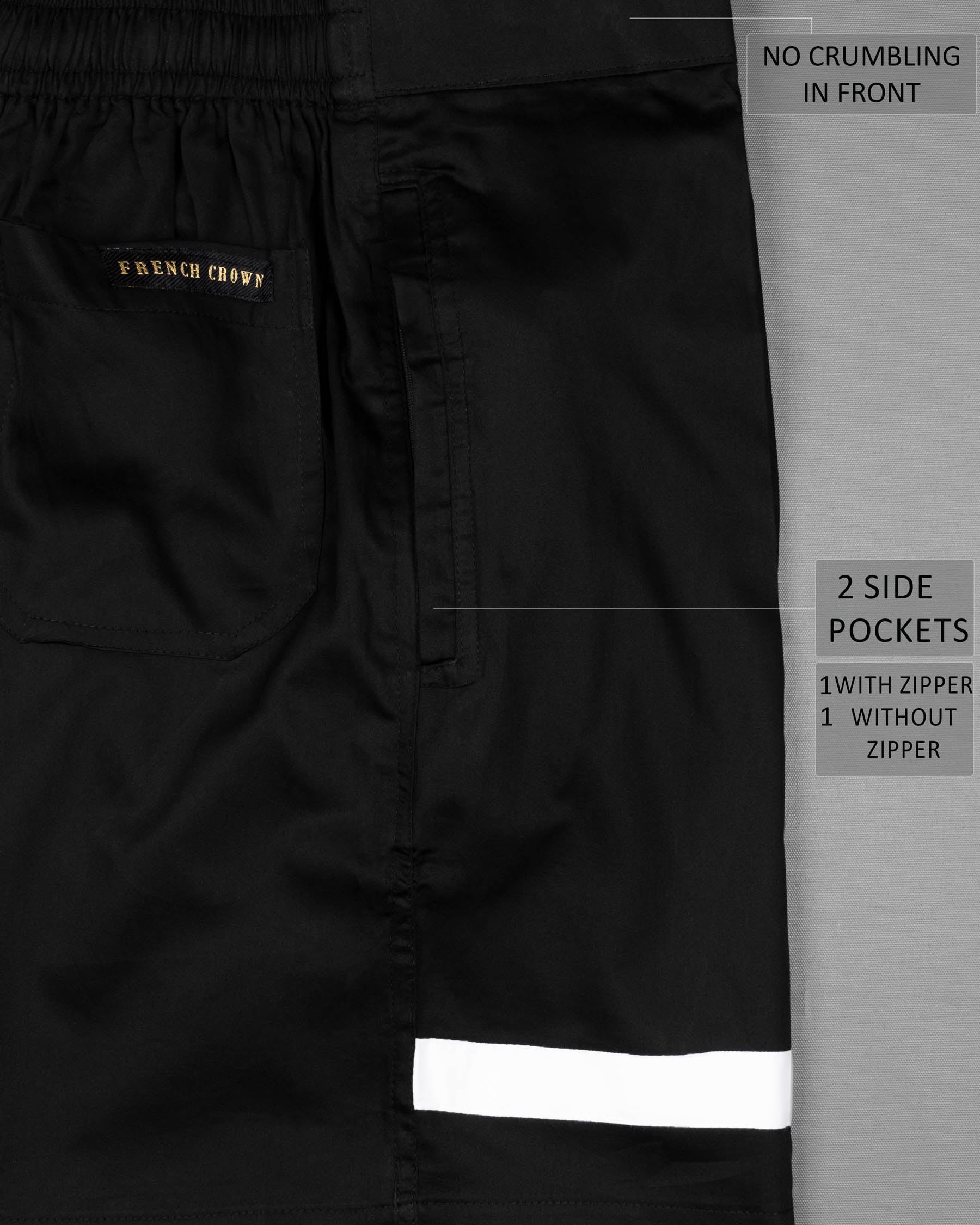 Jade Black with White Striped Super Soft Premium Cotton Designer Shorts SR153-28, SR153-30, SR153-32, SR153-34, SR153-36, SR153-38, SR153-40, SR153-42, SR153-44