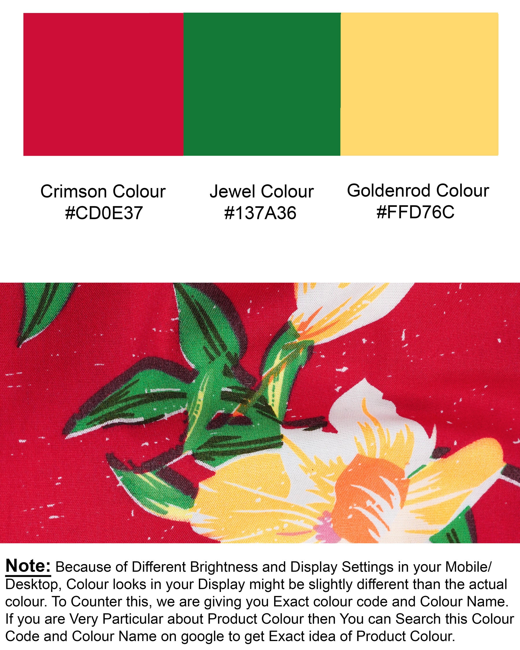 Crimson Red Floral Printed Premium Cotton Designer Shorts SR159-28, SR159-30, SR159-32, SR159-34, SR159-36, SR159-38, SR159-40, SR159-42, SR159-44