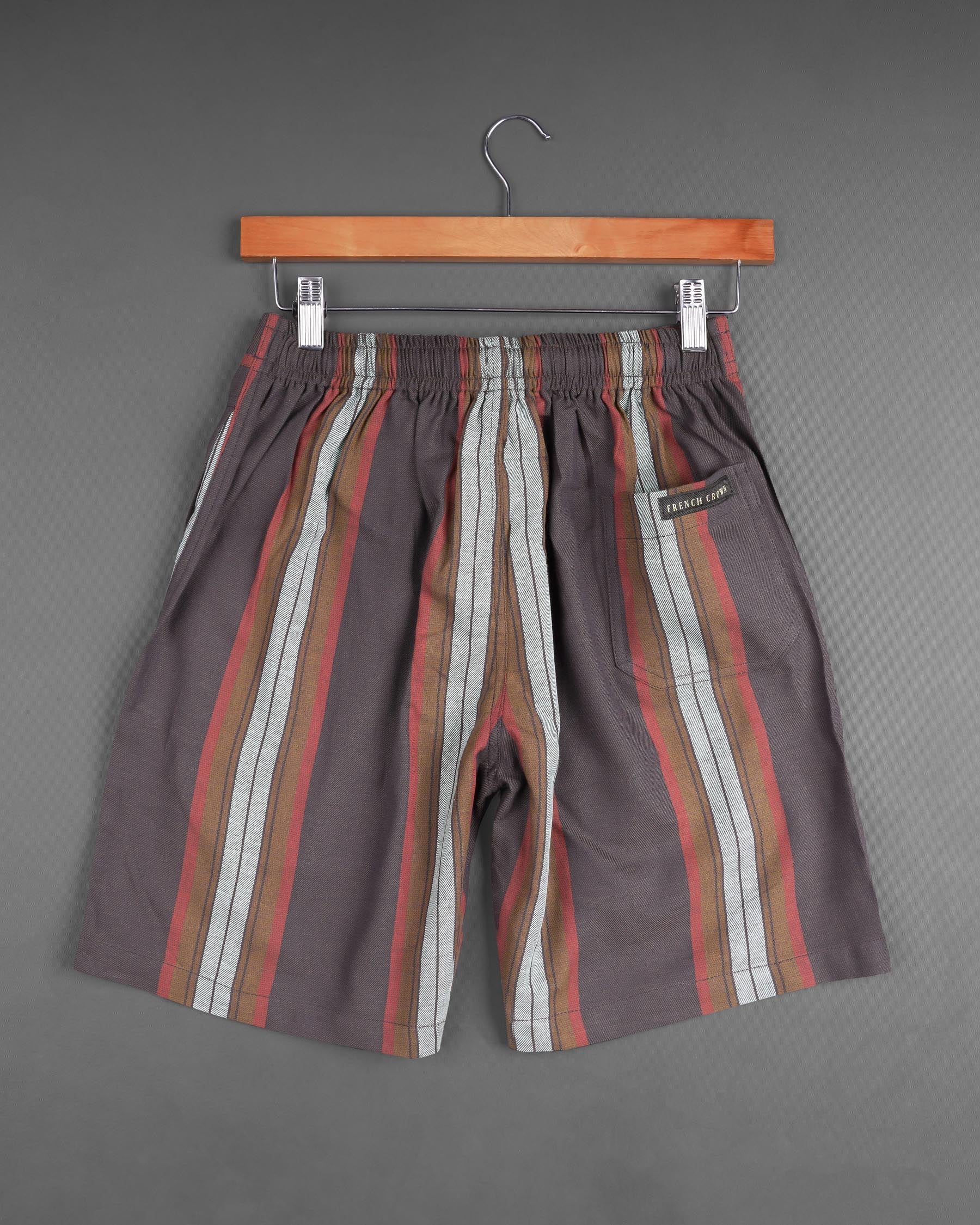 Gravel Gray and Don Juan Brown Twill Striped Shorts SR164-28, SR164-30, SR164-32, SR164-34, SR164-36, SR164-38, SR164-40, SR164-42, SR164-44