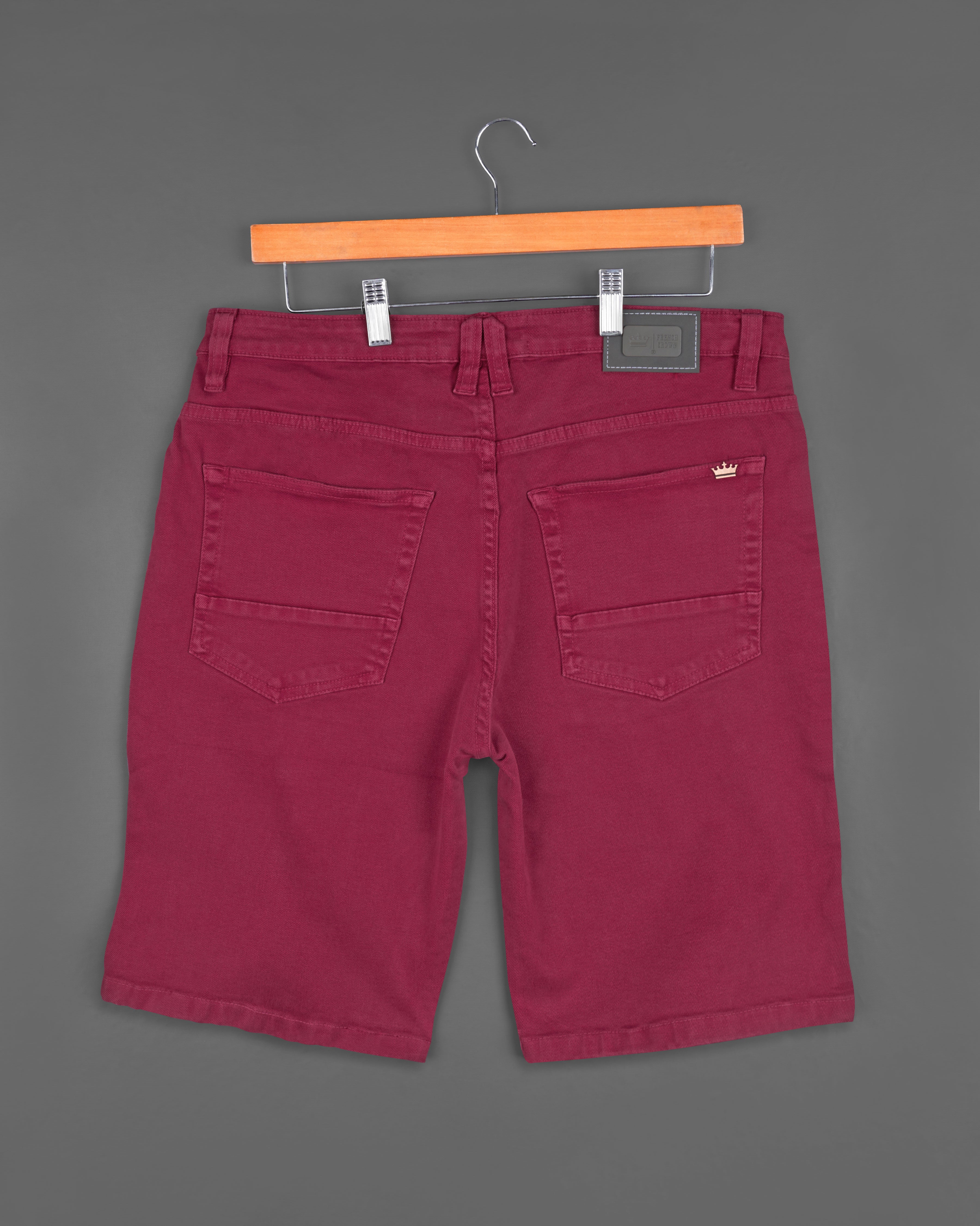 Burgundy Stretchable Denim Shorts SR180-28, SR180-30, SR180-32, SR180-34, SR180-36, SR180-38, SR180-40, SR180-42, SR180-44