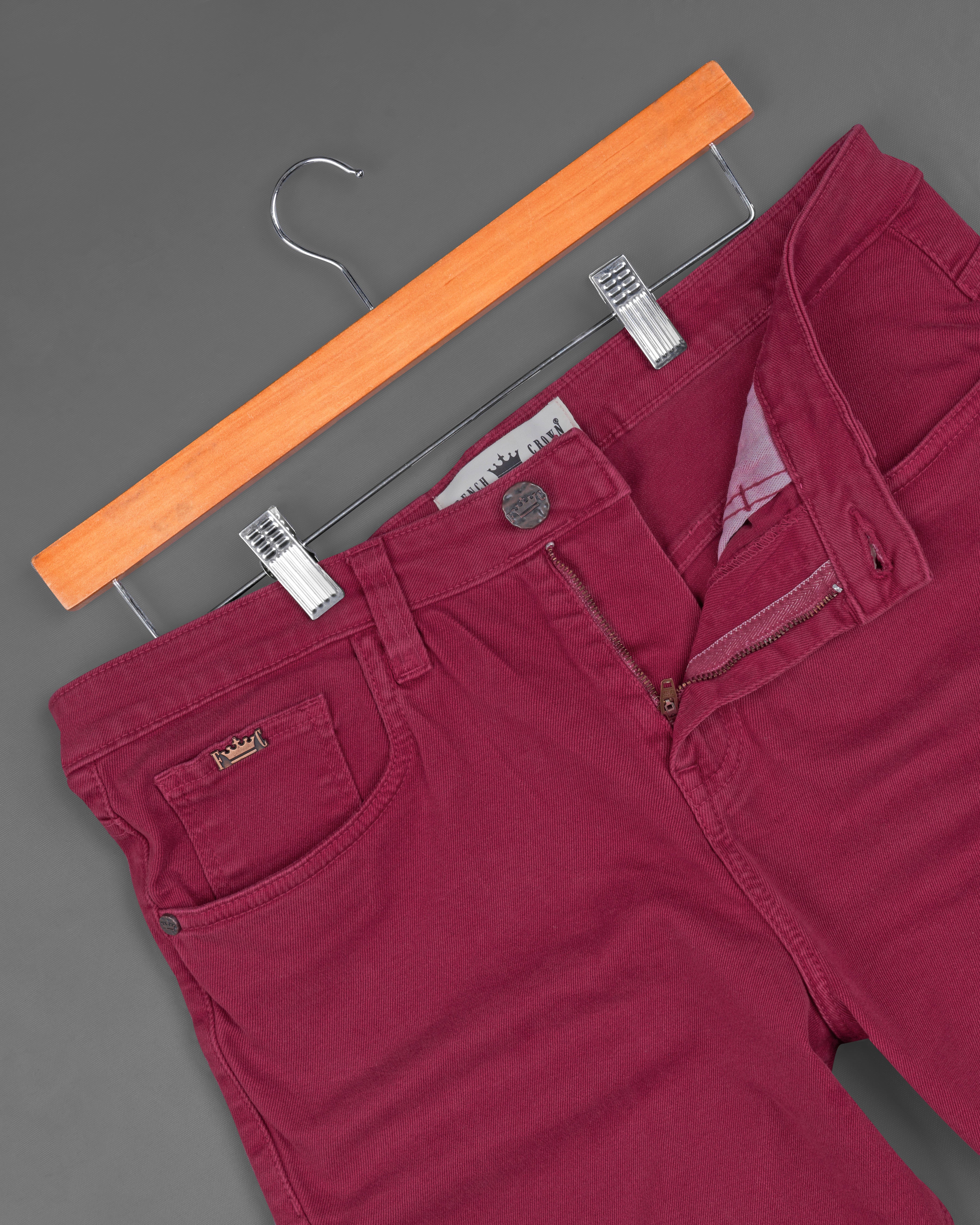 Burgundy Stretchable Denim Shorts SR180-28, SR180-30, SR180-32, SR180-34, SR180-36, SR180-38, SR180-40, SR180-42, SR180-44