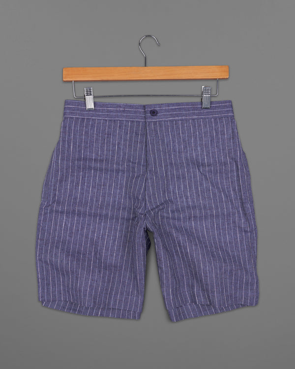 Comet Blue and White Striped Luxurious Linen Shorts SR204-28, SR204-30, SR204-32, SR204-34, SR204-36, SR204-38, SR204-40, SR204-42, SR204-44