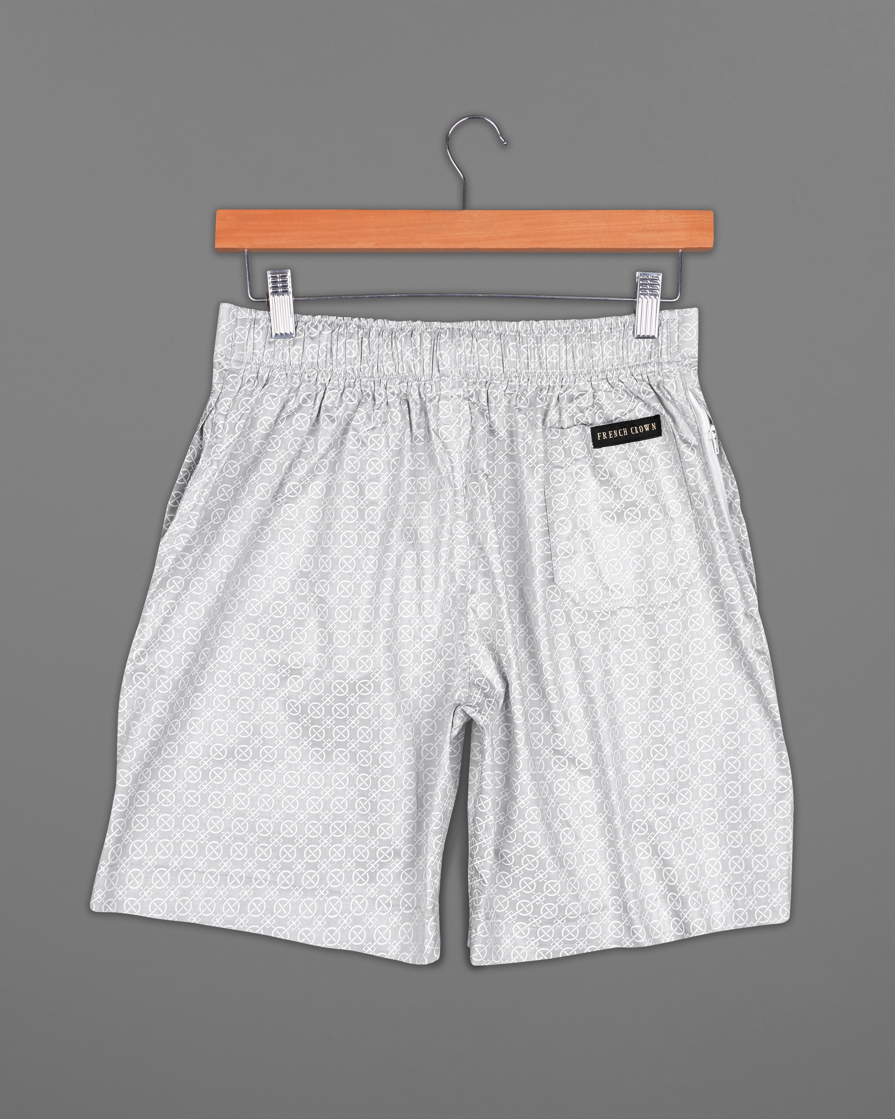 Nebula Gray and White Printed Super Soft Premium Cotton Shorts SR206-28, SR206-30, SR206-32, SR206-34, SR206-36, SR206-38, SR206-40, SR206-42, SR206-44