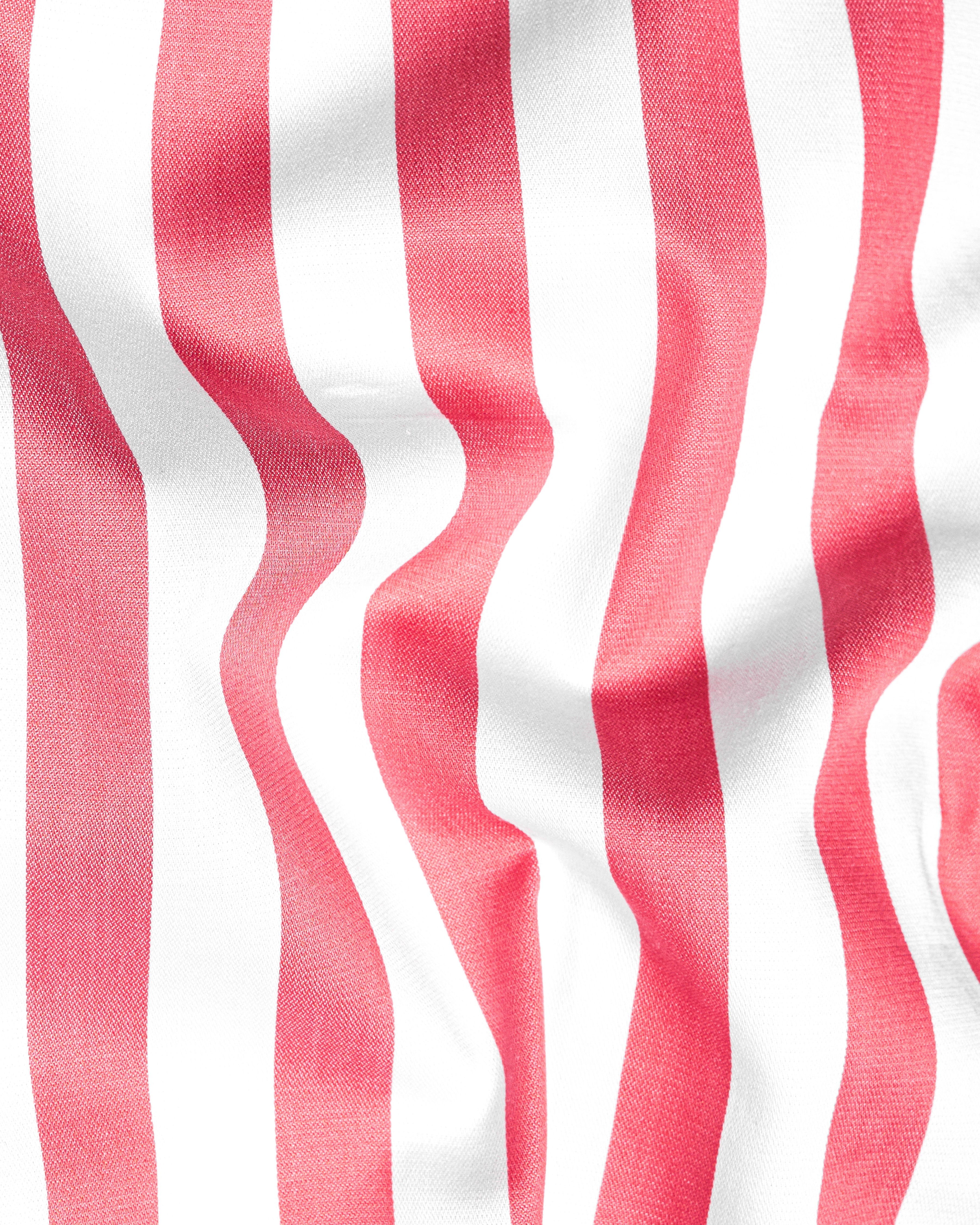 Geraldine Pink and White Striped Twill Premium Cotton Shorts SR211-28, SR211-30, SR211-32, SR211-34, SR211-36, SR211-38, SR211-40, SR211-42, SR211-44