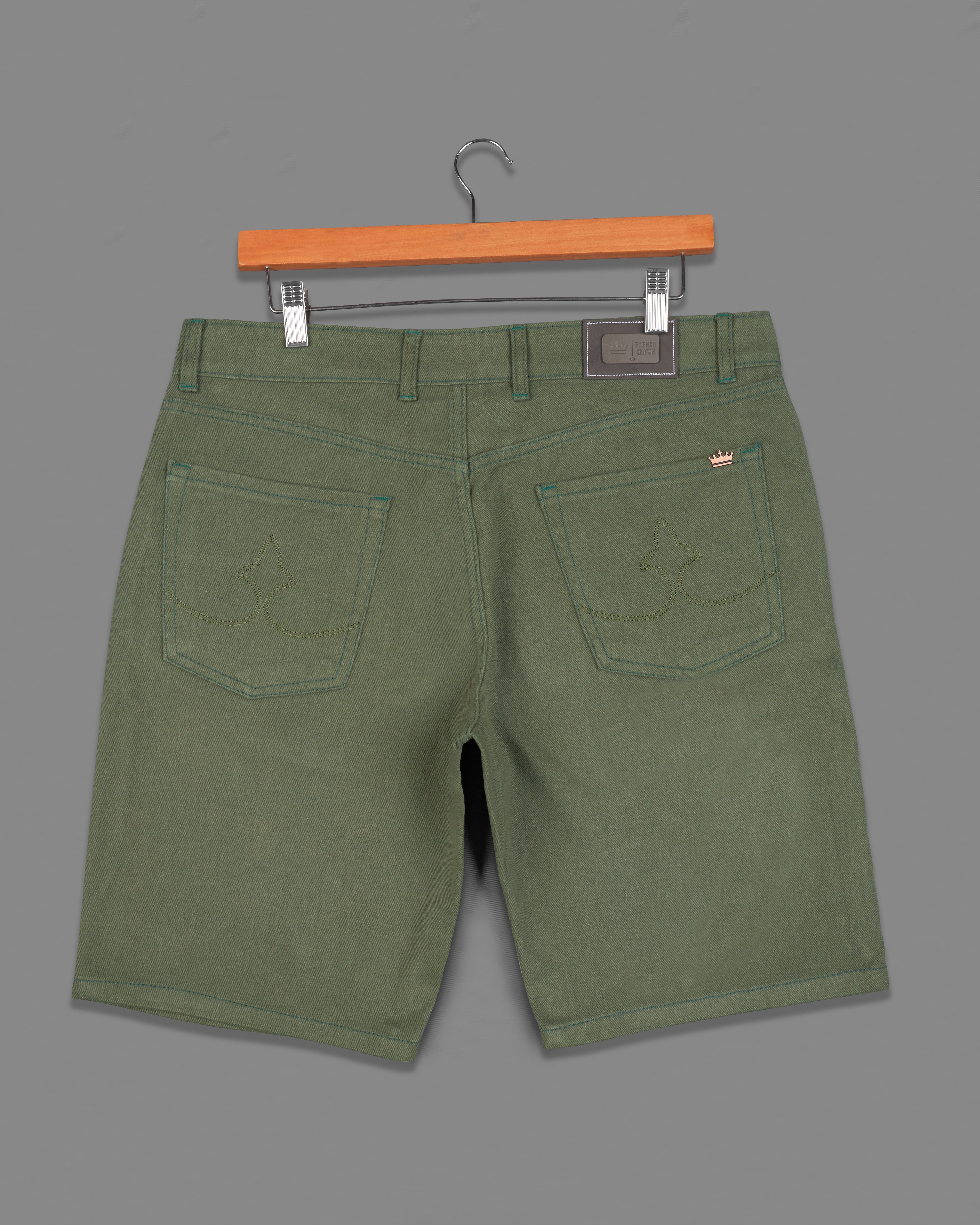 Hemlock Green Rinse Wash Denim Shorts SR213-28, SR213-30, SR213-32, SR213-34, SR213-36, SR213-38, SR213-40, SR213-42, SR213-44