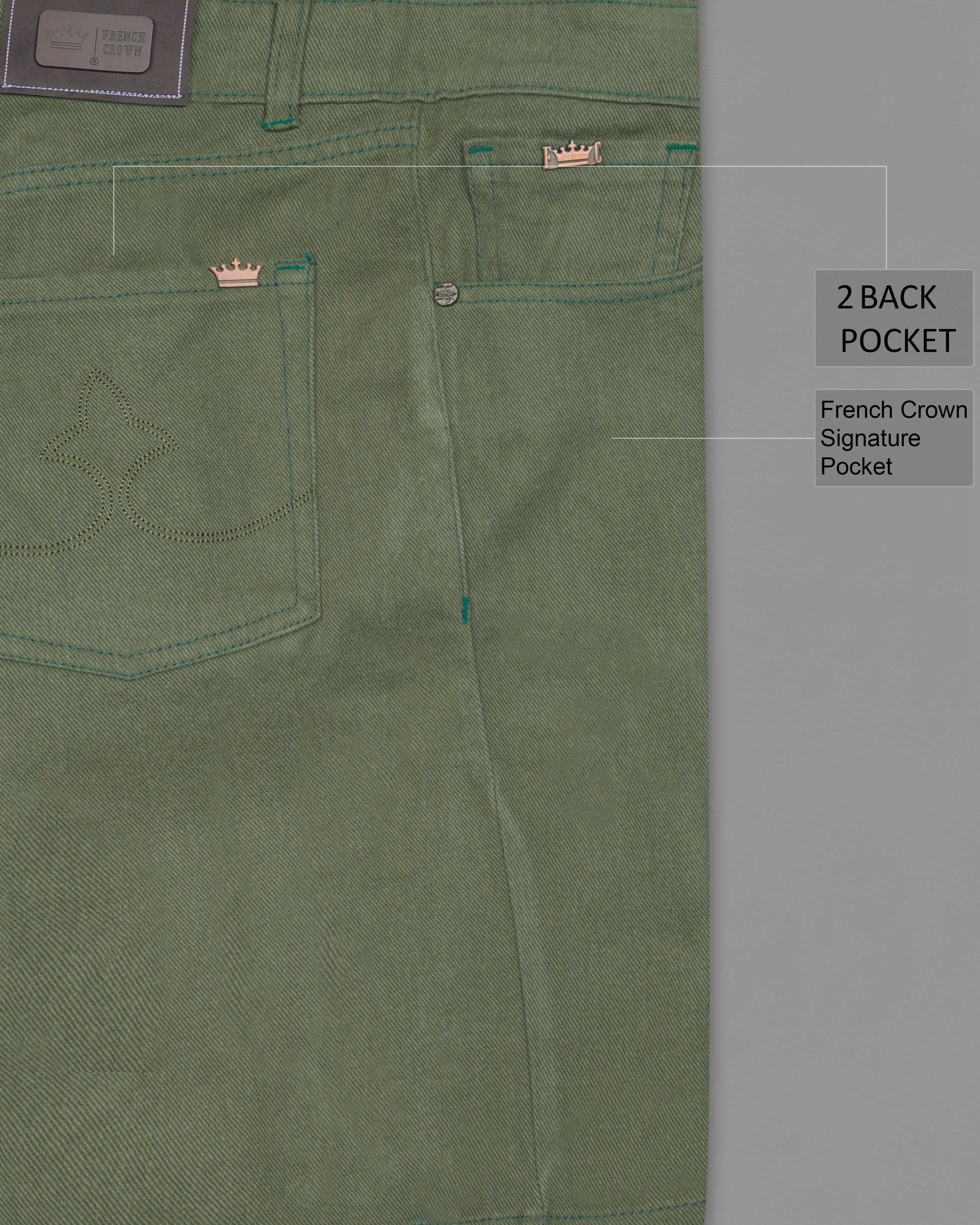 Hemlock Green Rinse Wash Denim Shorts SR213-28, SR213-30, SR213-32, SR213-34, SR213-36, SR213-38, SR213-40, SR213-42, SR213-44