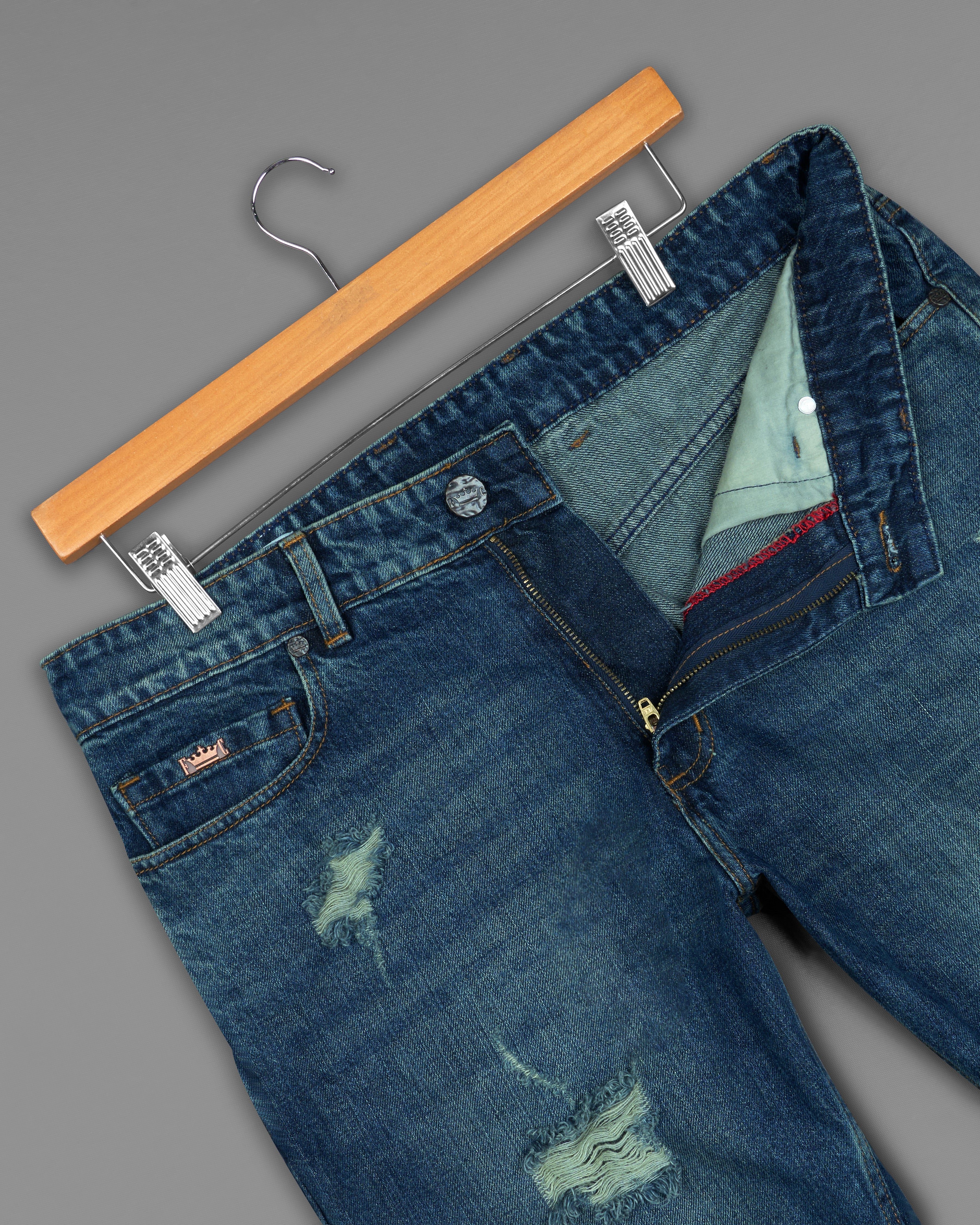 Rhino Blue and Pewter Green Mildly Distressed Whiskering Wash Denim Shorts SR216-28, SR216-30, SR216-32, SR216-34, SR216-36, SR216-38, SR216-40, SR216-42, SR216-44