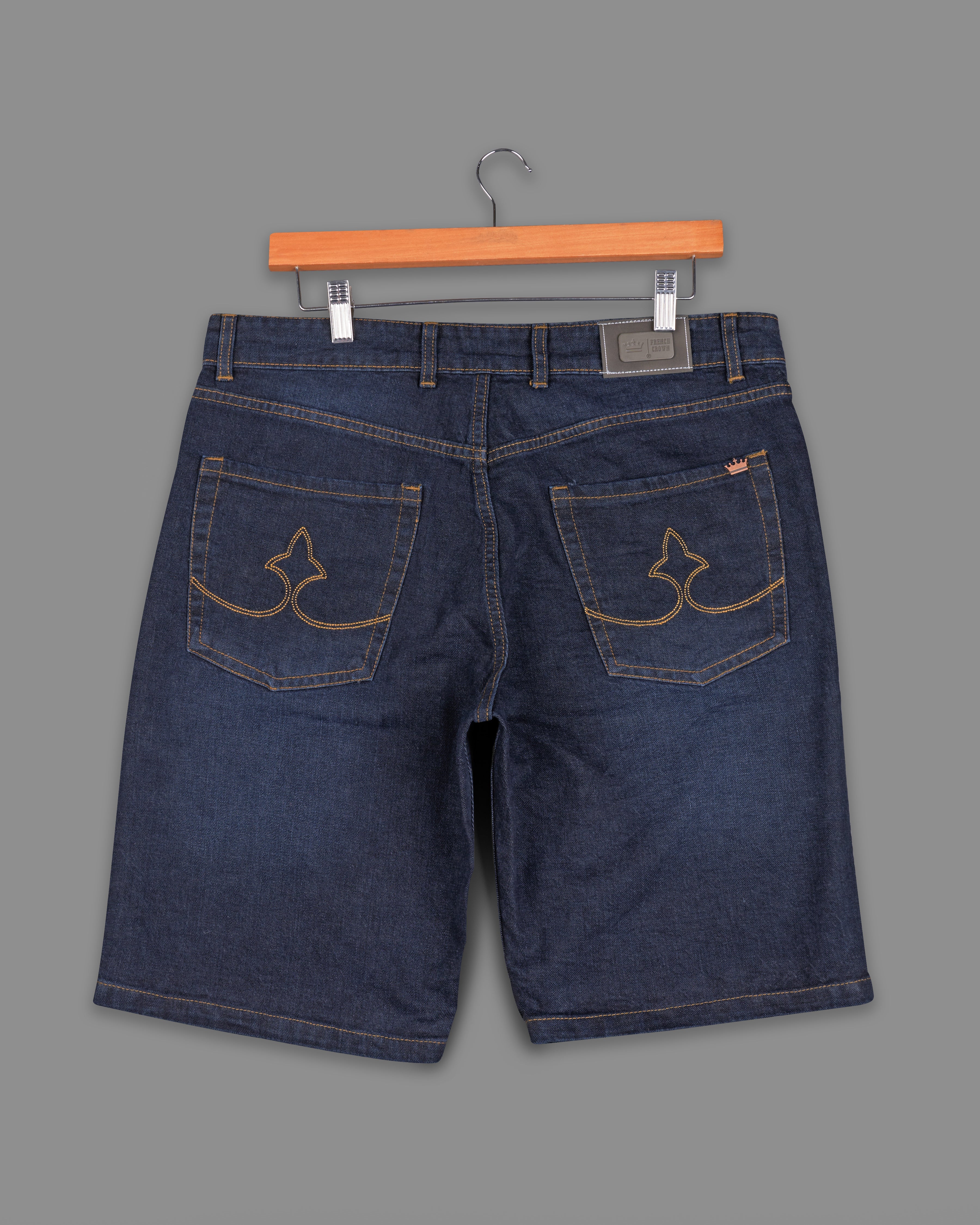 Martinique Blue Mildly Distressed Whiskering Wash Denim Shorts SR219-28, SR219-30, SR219-32, SR219-34, SR219-36, SR219-38, SR219-40, SR219-42, SR219-44