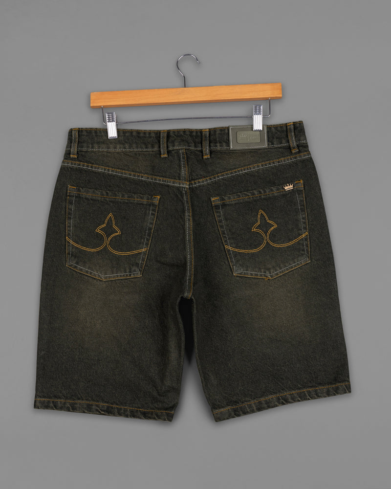 Rangitoto Brown Mildly Distressed Whiskering Wash Denim Shorts SR220-28, SR220-30, SR220-32, SR220-34, SR220-36, SR220-38, SR220-40, SR220-42, SR220-44