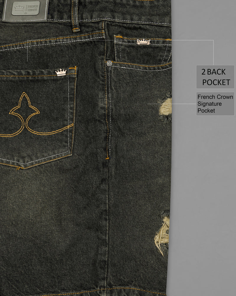 Rangitoto Brown Mildly Distressed Whiskering Wash Denim Shorts SR220-28, SR220-30, SR220-32, SR220-34, SR220-36, SR220-38, SR220-40, SR220-42, SR220-44