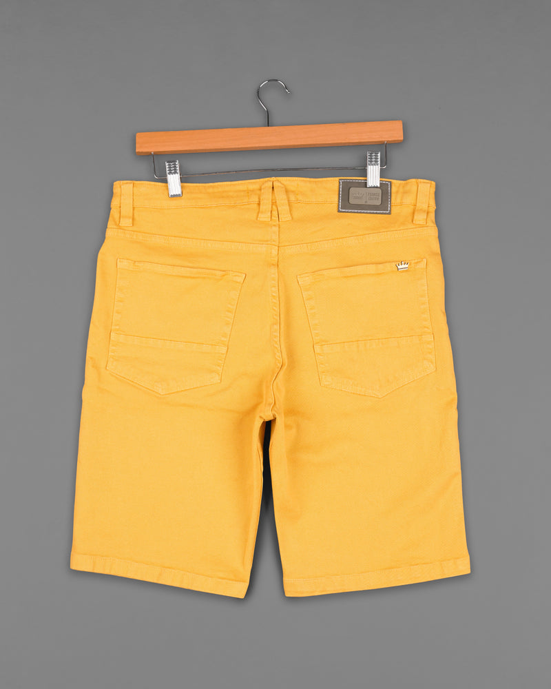 Apricot Yellow Rinse Wash Rinse Wash  Clean Look Stretchable Denim Shorts SR224-28, SR224-30, SR224-32, SR224-34, SR224-36, SR224-38, SR224-40, SR224-42, SR224-44
