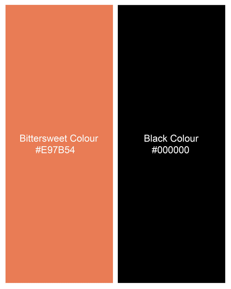 Bittersweet Orange and Black Striped with Trees Printed Premium Cotton Shorts SR227-28, SR227-30, SR227-32, SR227-34, SR227-36, SR227-38, SR227-40, SR227-42, SR227-44