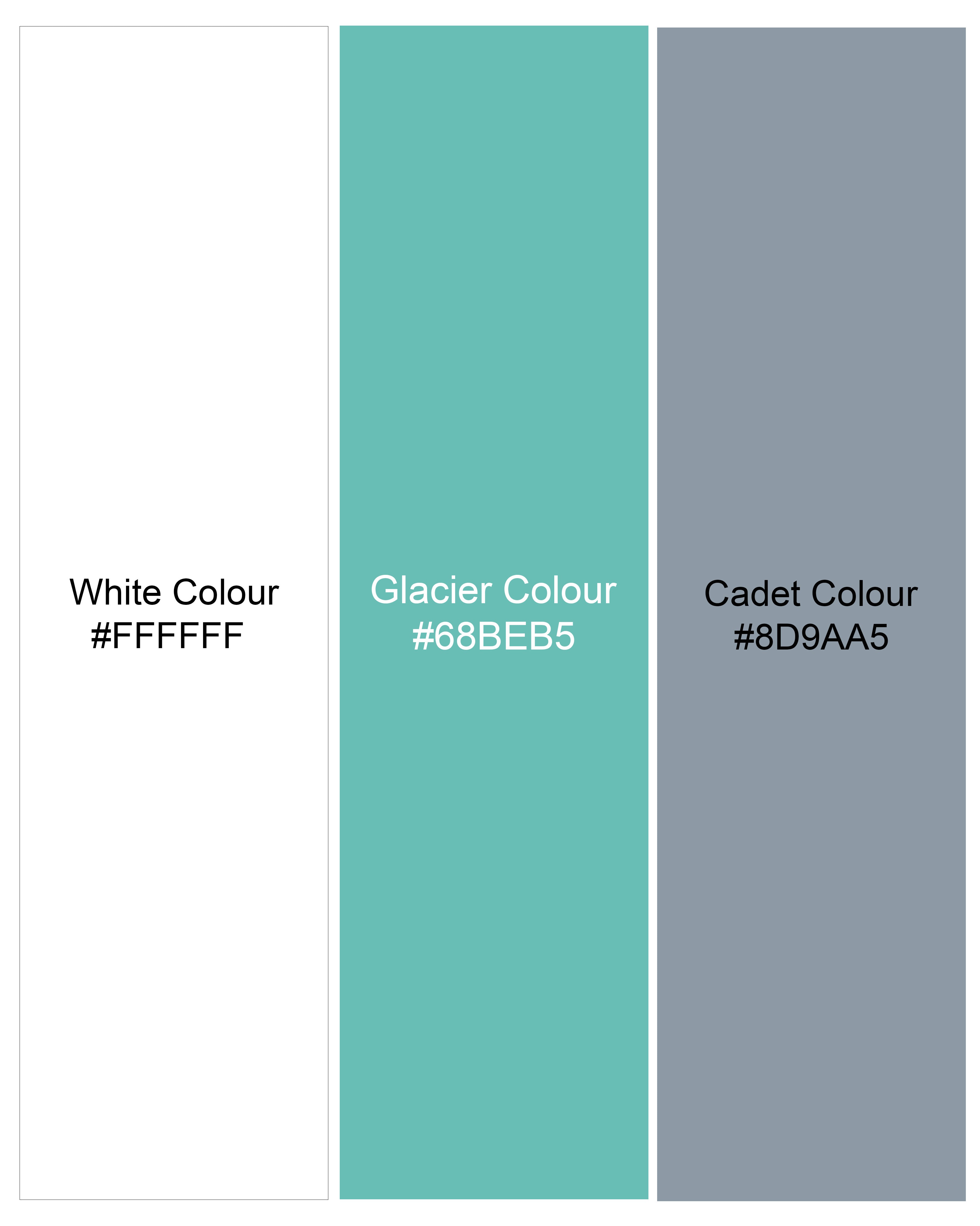 Glacier Aqua Green and White Twill Windowpane Premium Cotton Short,SR238-28, SR238-30, SR238-32, SR238-34, SR238-36, SR238-38, SR238-40, SR238-42, SR238-44