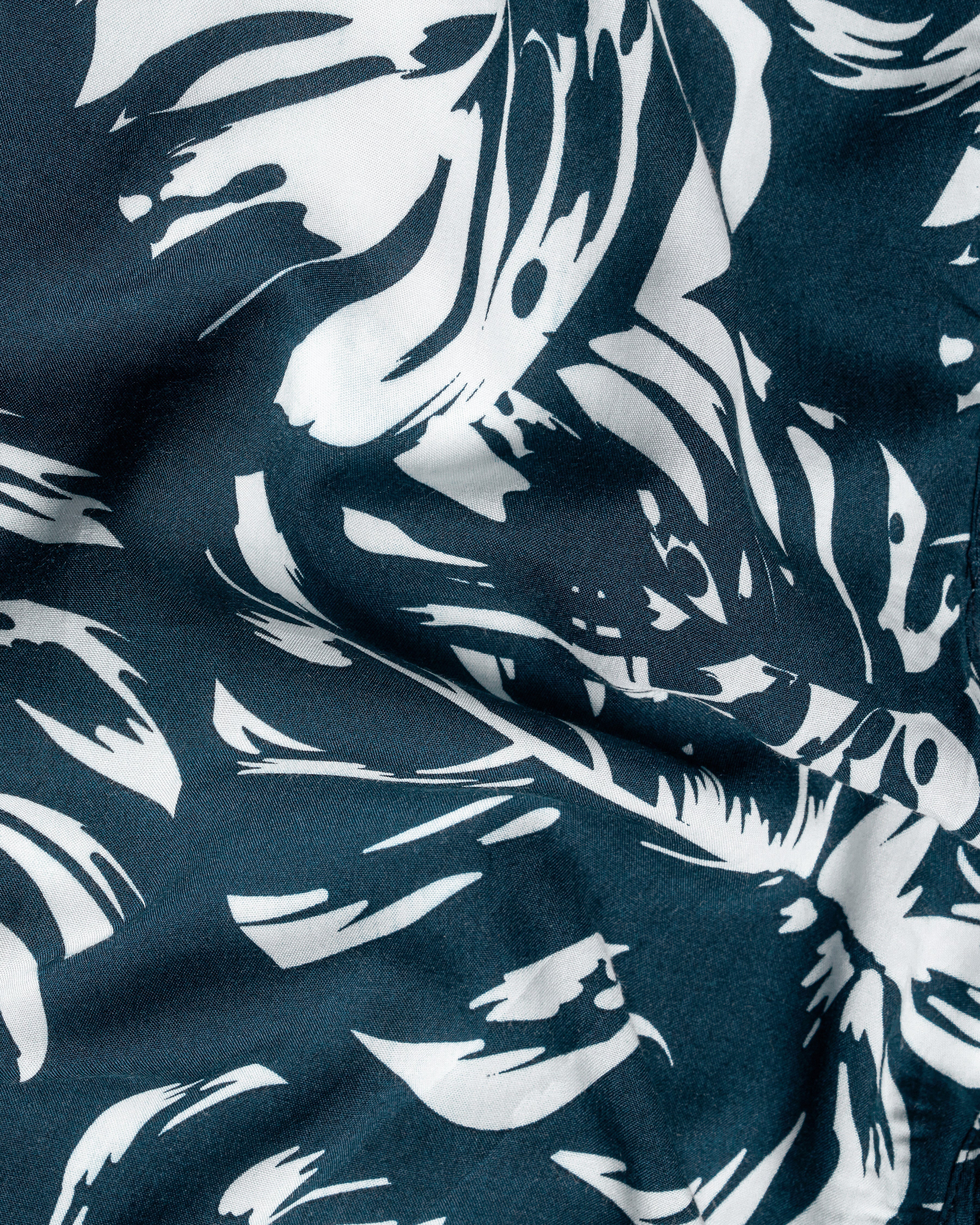 Shade Blue with White Leaves Printed Premium Tencel Shorts SR241-28, SR241-30, SR241-32, SR241-34, SR241-36, SR241-38, SR241-40, SR241-42, SR241-44