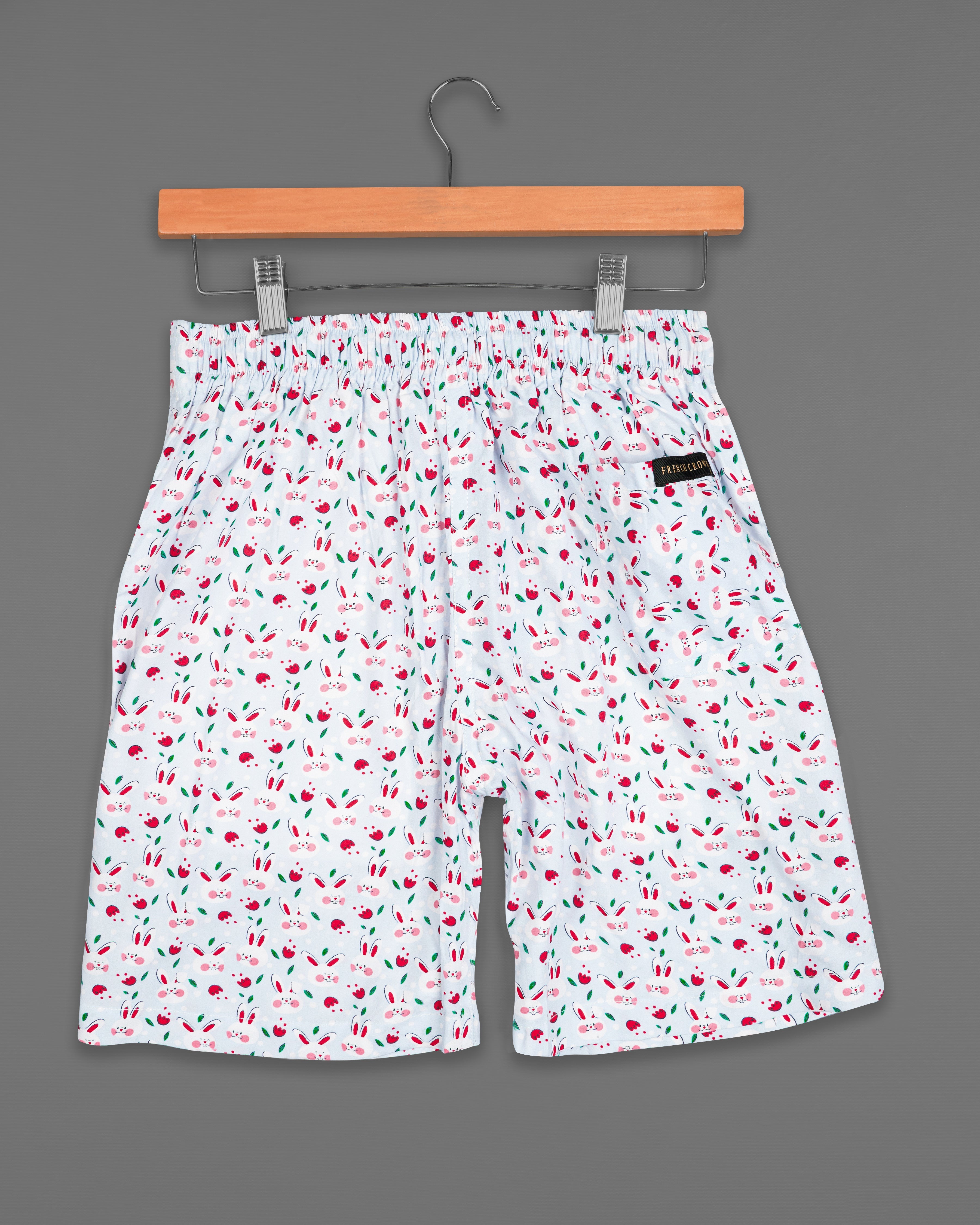 Metallic Gray with Multicolour Rabbit Printed Premium Cotton Shorts SR243-28, SR243-30, SR243-32, SR243-34, SR243-36, SR243-38, SR243-40, SR243-42, SR243-44