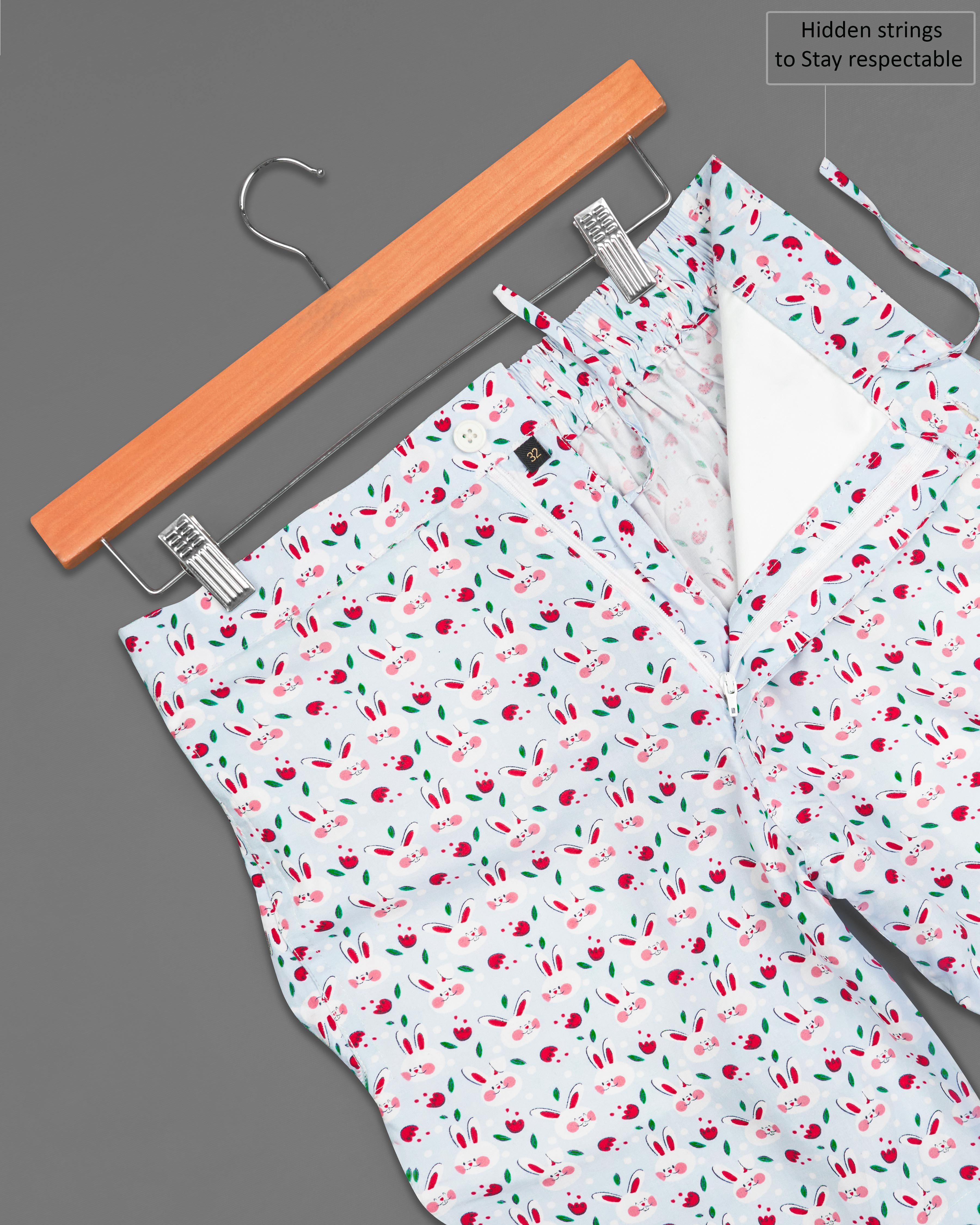 Metallic Gray with Multicolour Rabbit Printed Premium Cotton Shorts SR243-28, SR243-30, SR243-32, SR243-34, SR243-36, SR243-38, SR243-40, SR243-42, SR243-44