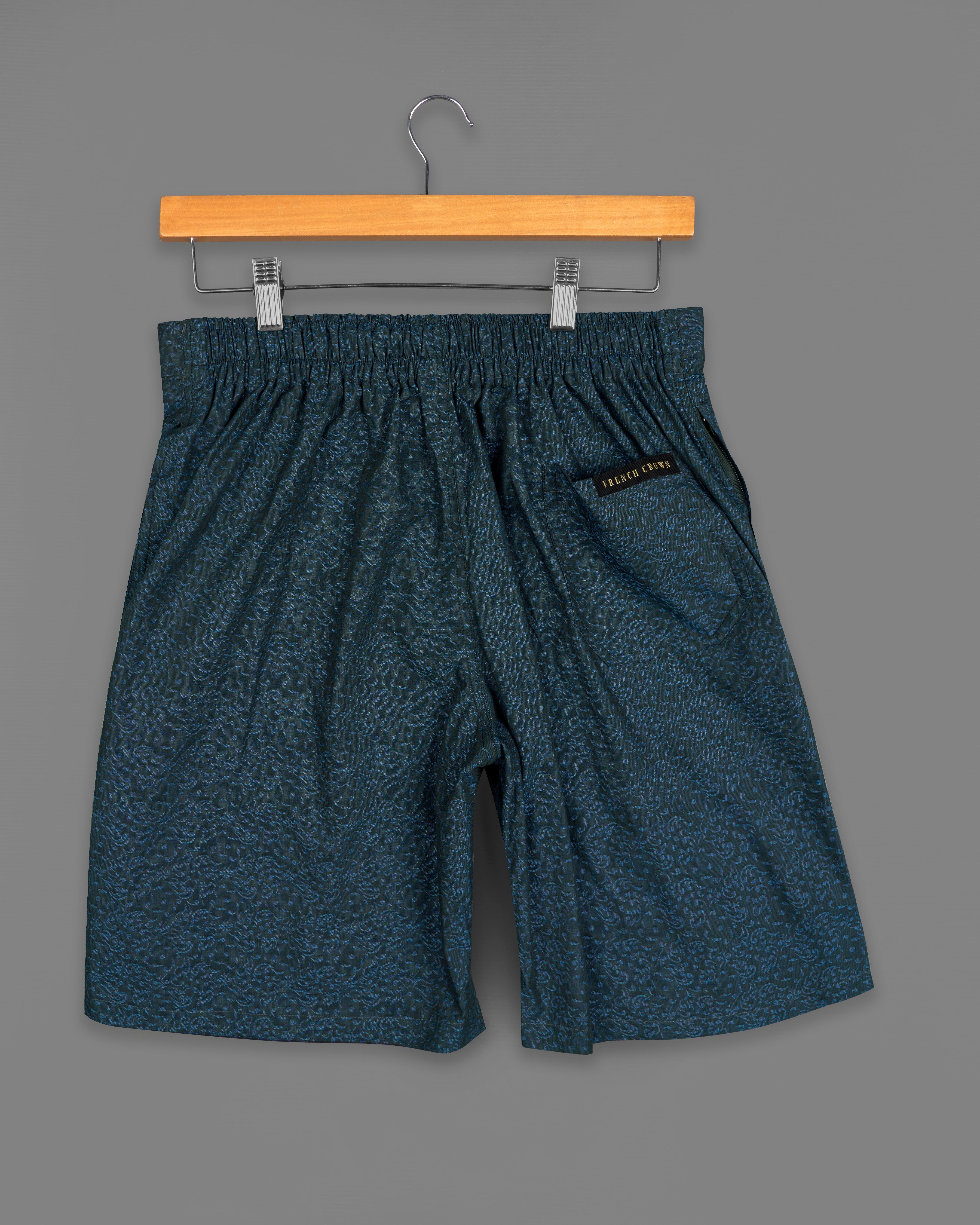 Pickled Blue and Black Jacquard Textured Giza Cotton Shorts SR250-28, SR250-30, SR250-32, SR250-34, SR250-36, SR250-38, SR250-40, SR250-42, SR250-44