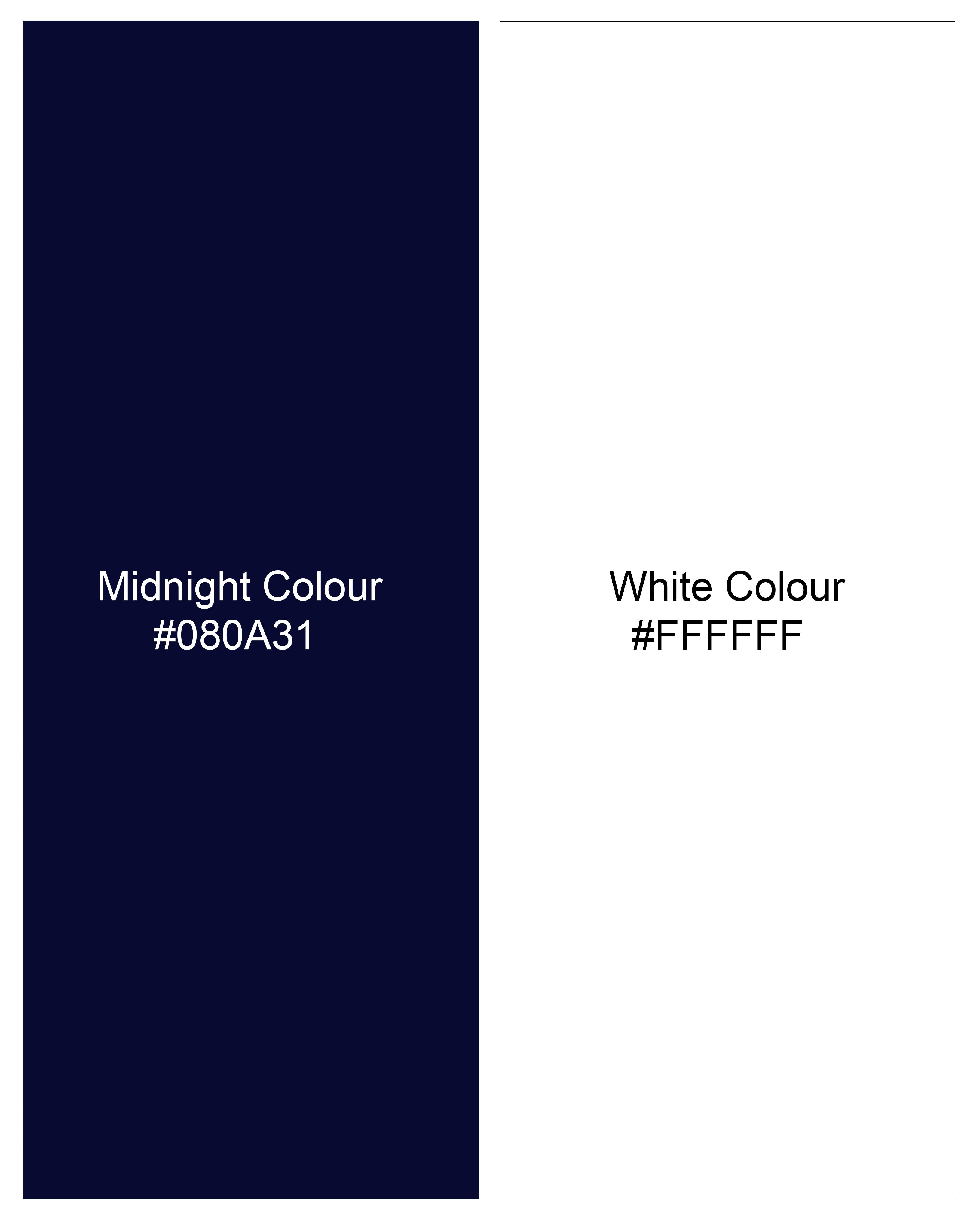 Midnight Navy Blue and White Twill Checkered Premium Cotton Shorts SR252-28, SR252-30, SR252-32, SR252-34, SR252-36, SR252-38, SR252-40, SR252-42, SR252-44