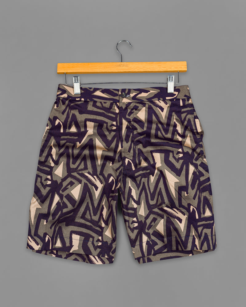 Makara Green and Haiti Purple Printed Super Soft Premium Cotton Shorts SR257-28, SR257-30, SR257-32, SR257-34, SR257-36, SR257-38, SR257-40, SR257-42, SR257-44