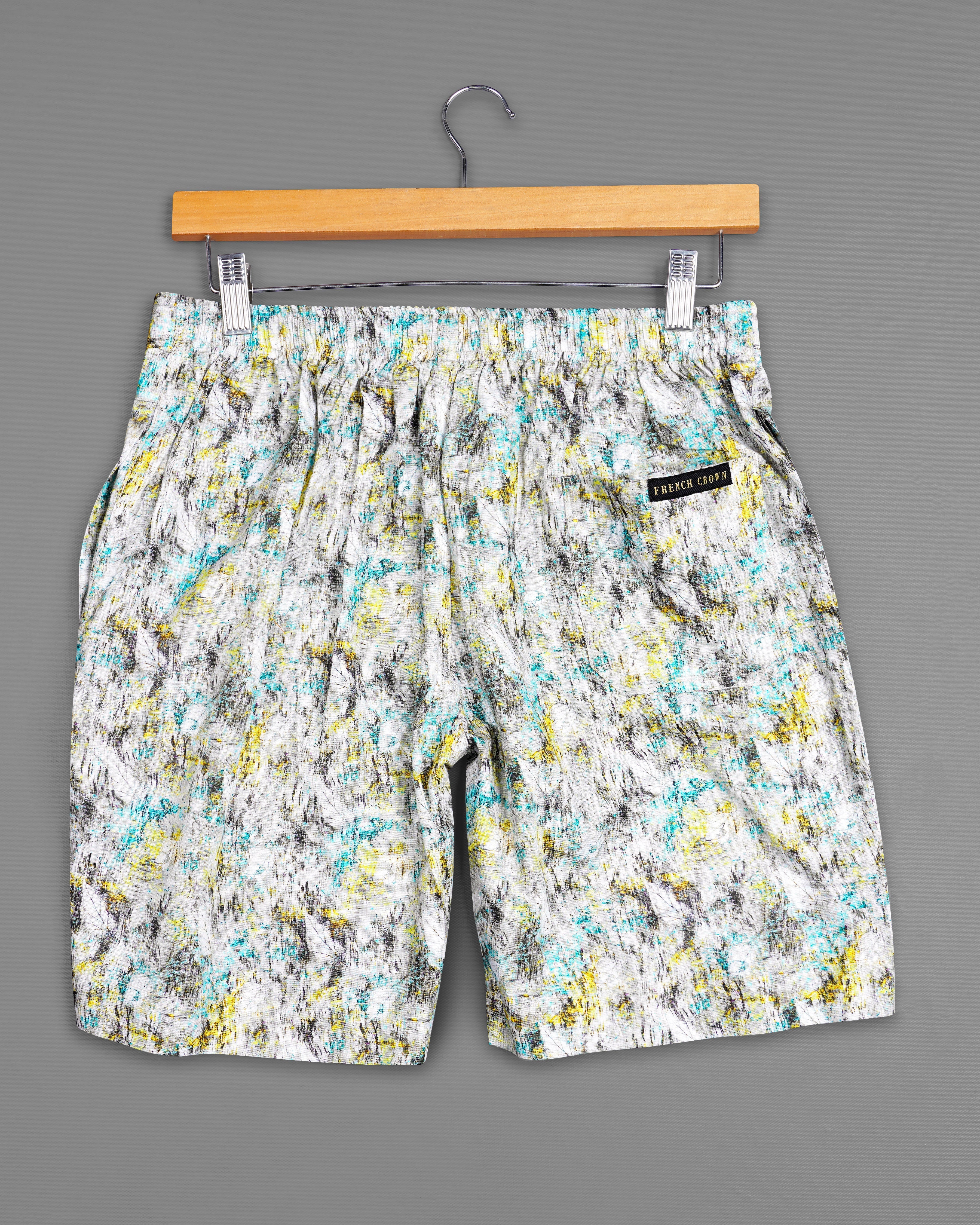 Bright White with Eagle Gray Multicolour Printed Super Soft Premium Cotton Shorts SR258-28, SR258-30, SR258-32, SR258-34, SR258-36, SR258-38, SR258-40, SR258-42, SR258-44