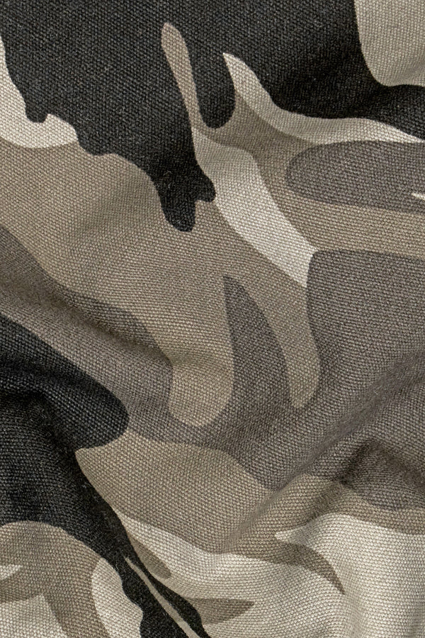 Hemp Brown with Mist Beige and Gondola Black Camouflage Cargo Shorts