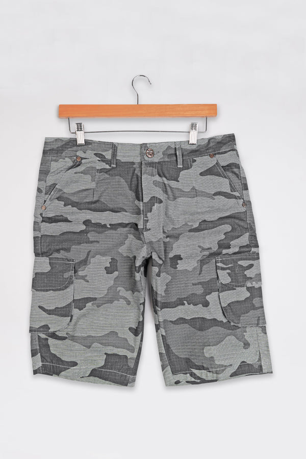 Abbey Gray and White Camouflage Cargo Shorts