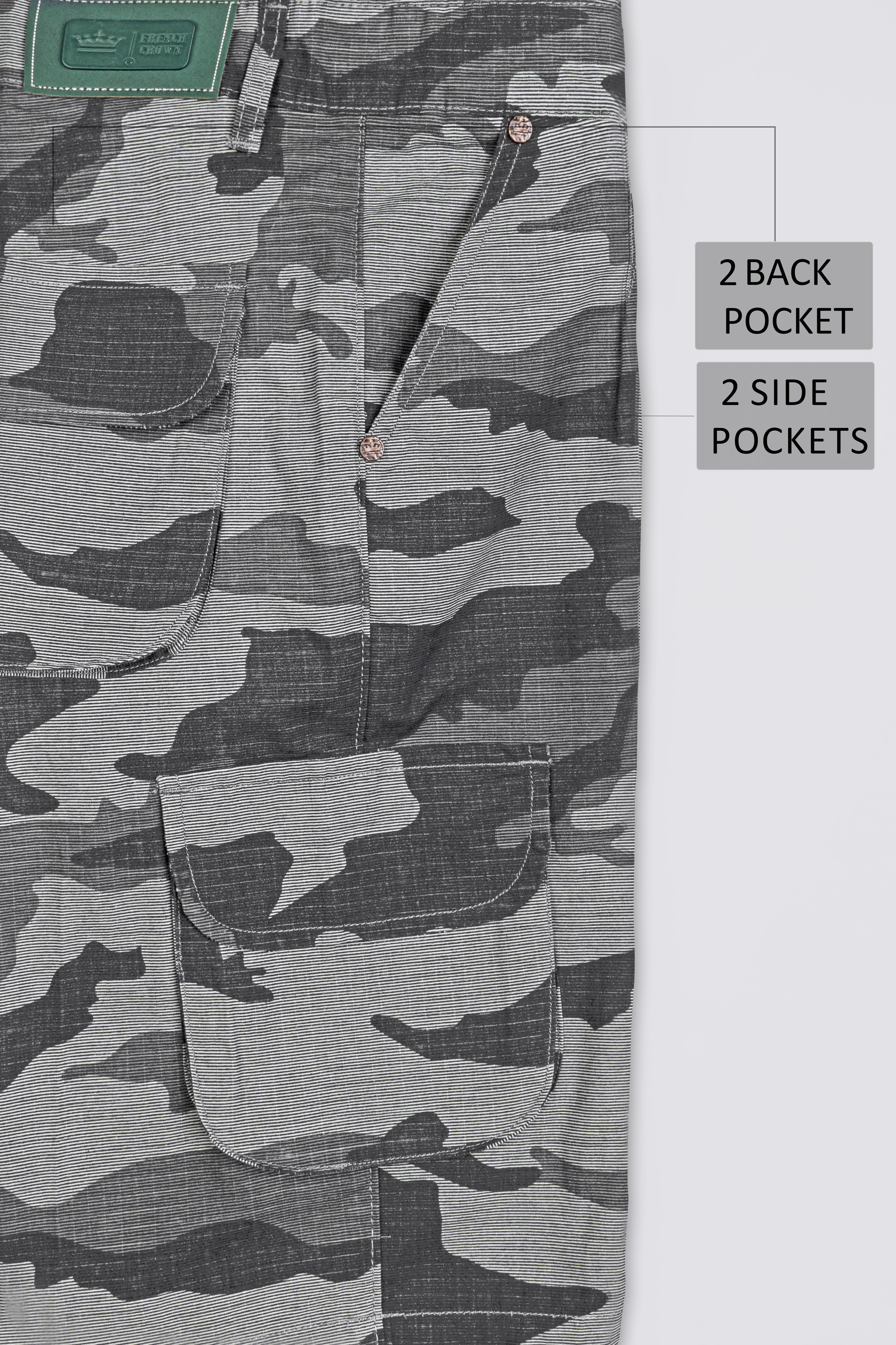 Abbey Gray and White Camouflage Cargo Shorts SR271-28, SR271-30, SR271-32, SR271-34, SR271-36, SR271-38, SR271-40, SR271-42, SR271-44