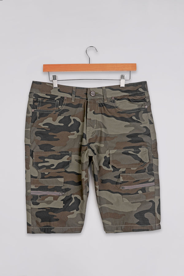 Flint Brown with Wenge Brown and Mine Black Camouflage Cargo Shorts