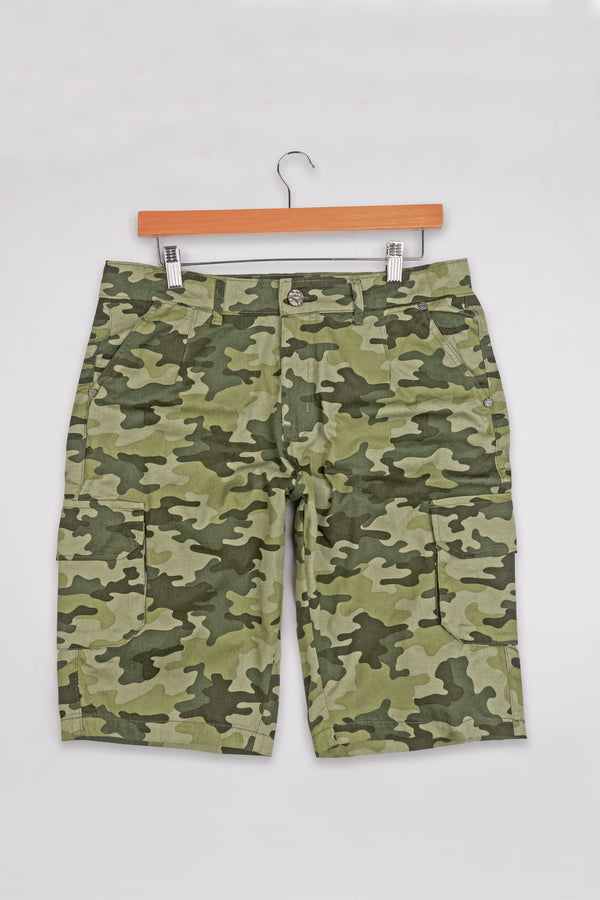 Hillary Beige with Hemlock Green Camouflage Cargo Shorts