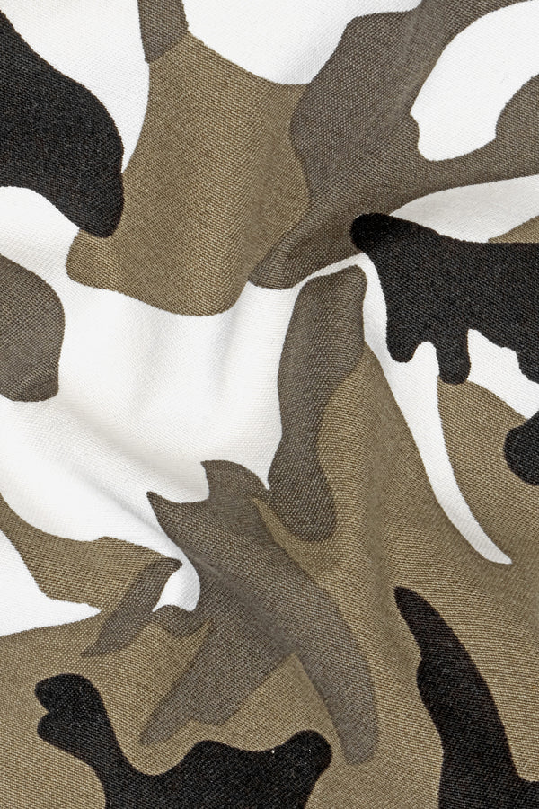 Bright White with Cement Brown and Eclipse Black Camouflage Cargo Shorts