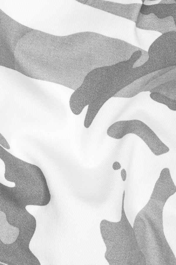Bright White and Mist Gray Camouflage Cargo Shorts