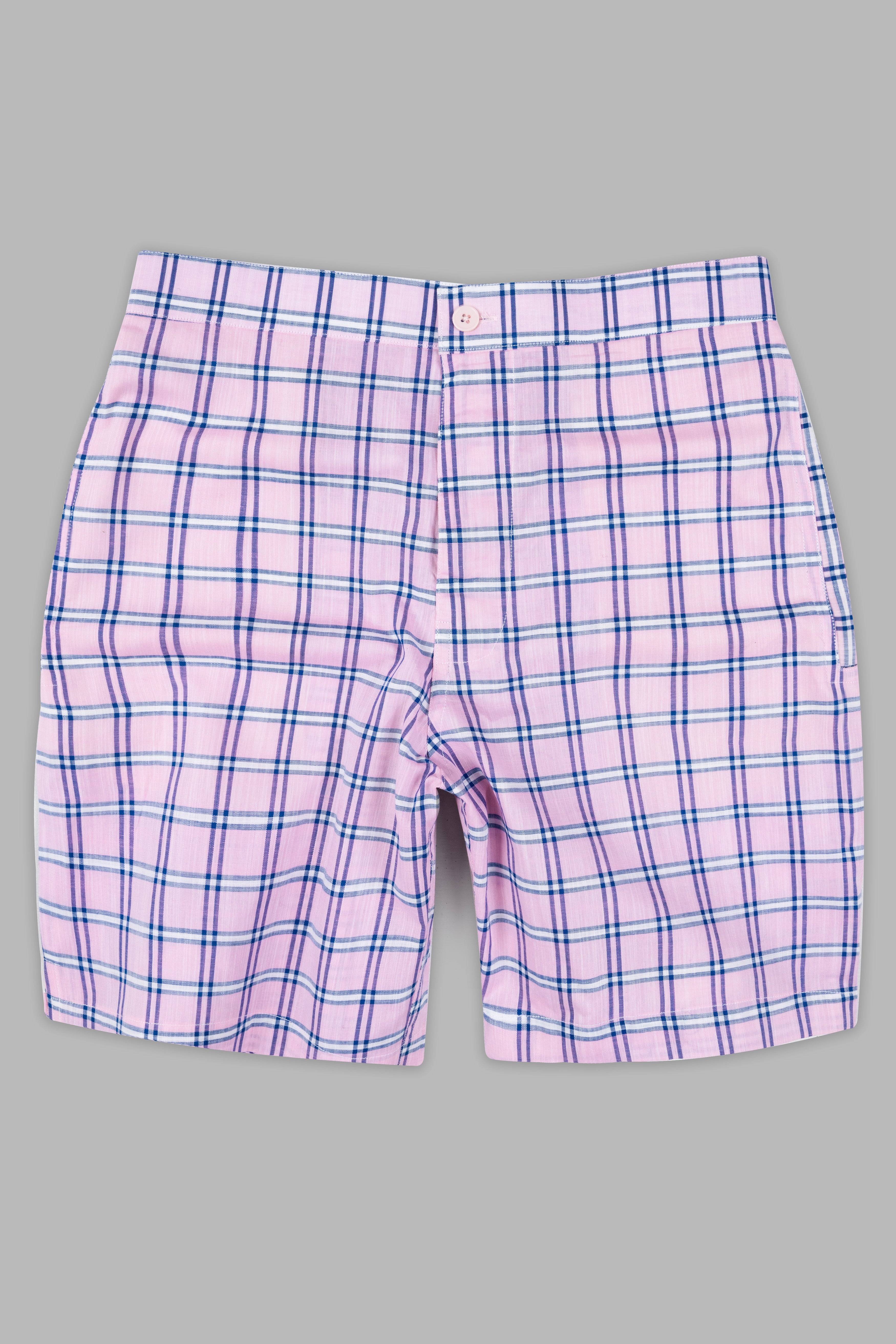 Melanie Pink and Smalt Blue Checkered Chambray Shorts SR375-28, SR375-30, SR375-32, SR375-34, SR375-36, SR375-38, SR375-40, SR375-42, SR375-44