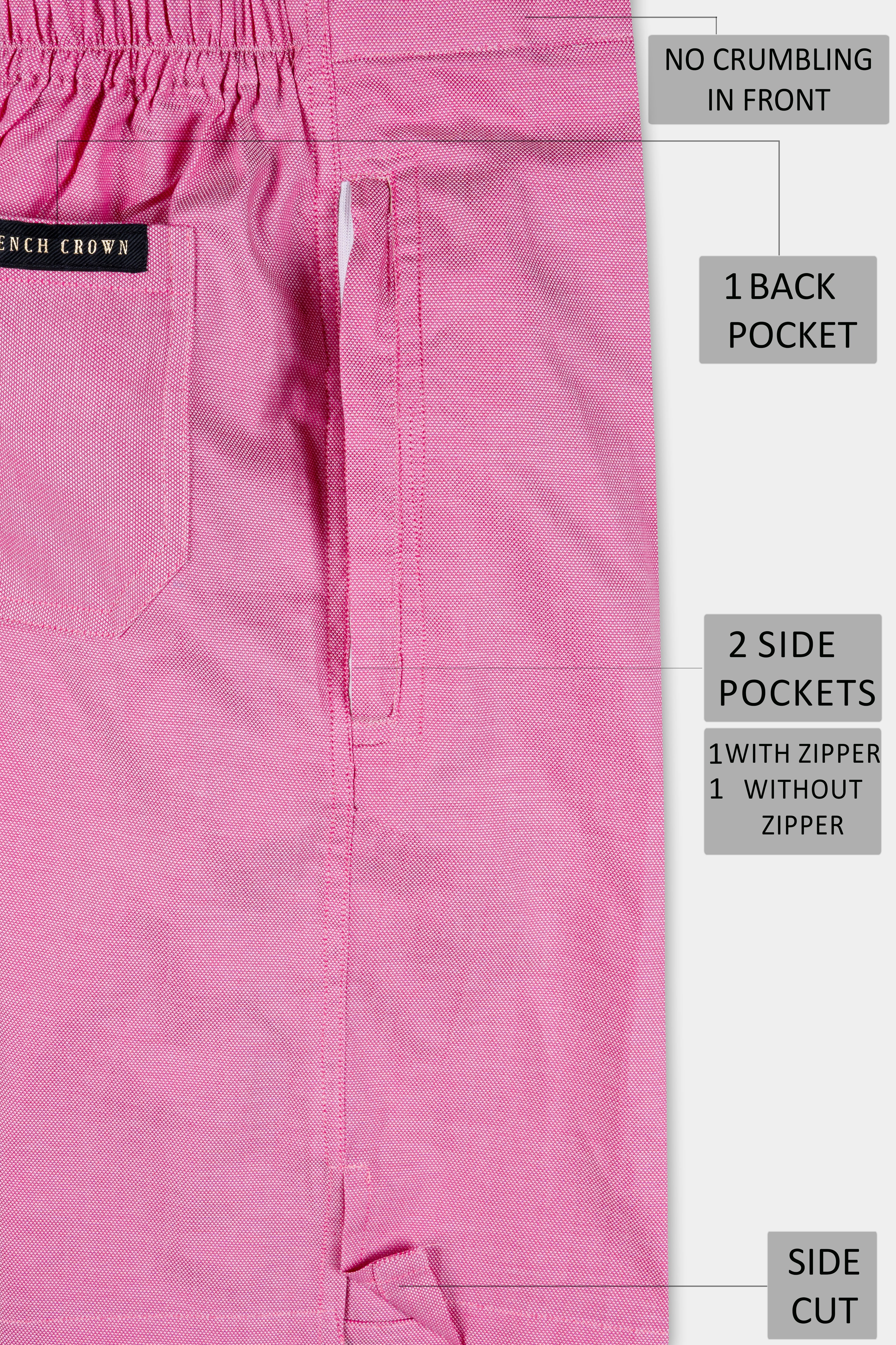 Thulian Pink Dobby Textured Giza Cotton Shorts SR378-28, SR378-30, SR378-32, SR378-34, SR378-36, SR378-38, SR378-40, SR378-42, SR378-44