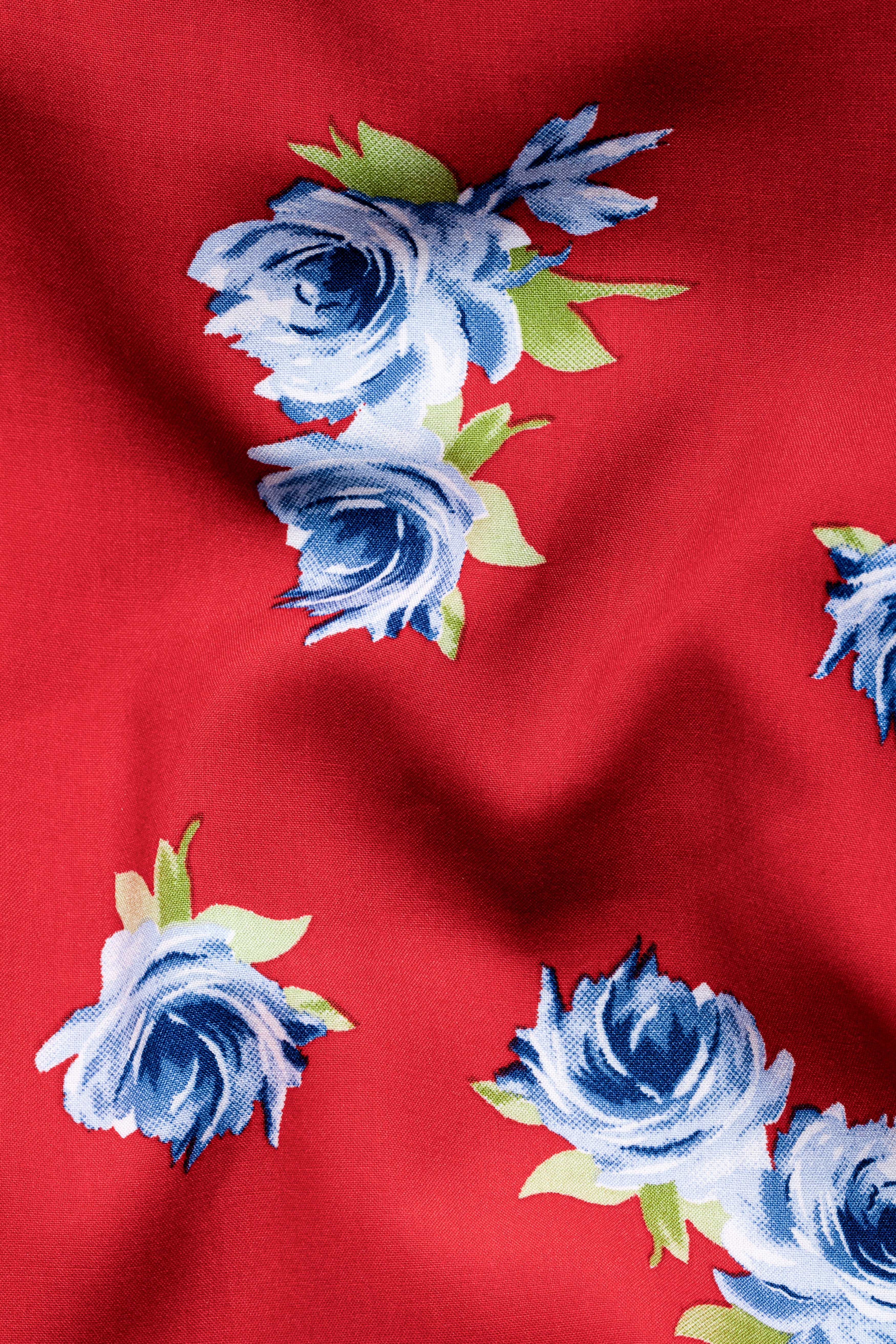 Scarlet Red and Cerulean Blue Floral Printed Premium Cotton Shorts SR382-28, SR382-30, SR382-32, SR382-34, SR382-36, SR382-38, SR382-40, SR382-42, SR382-44
