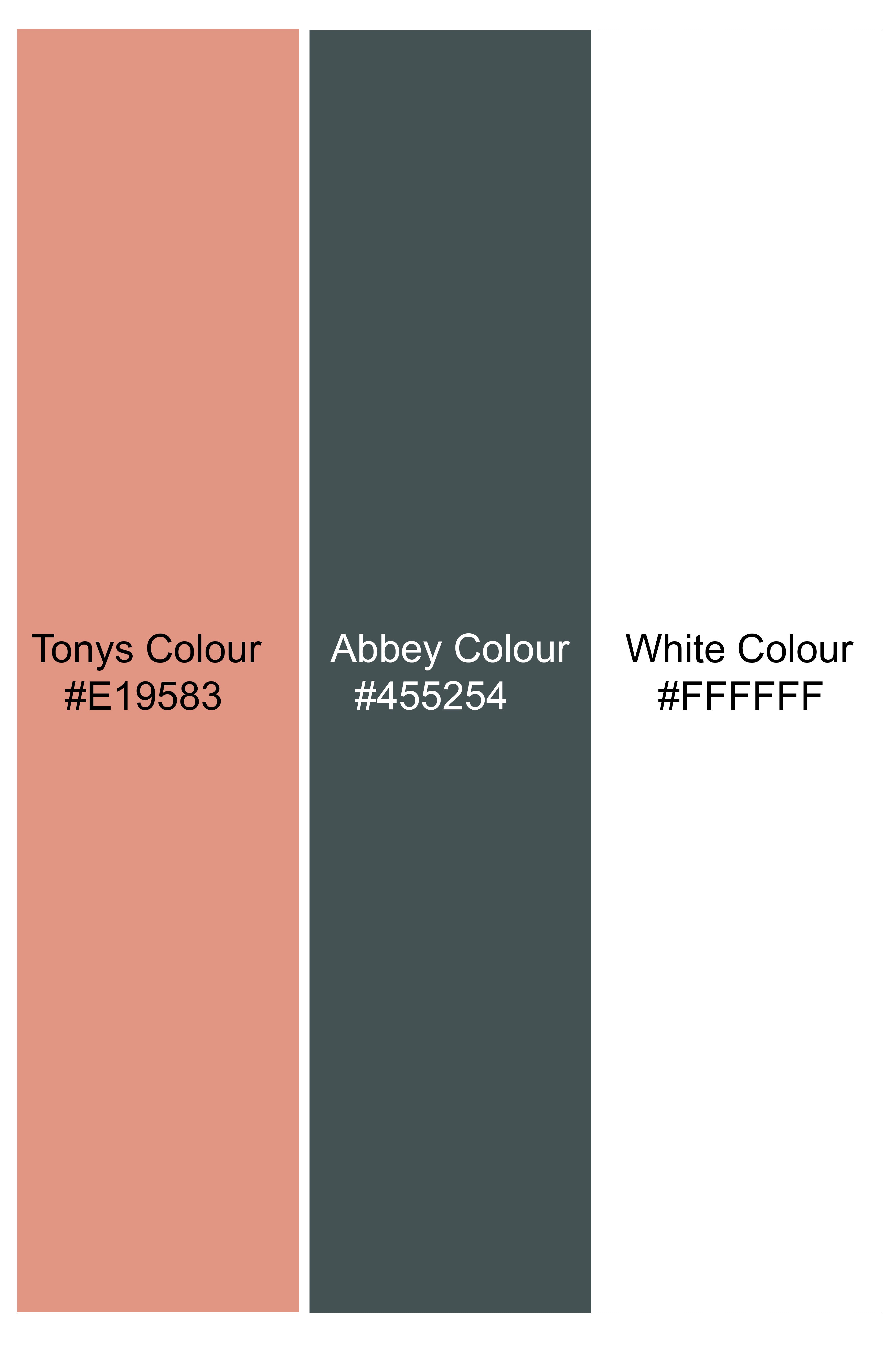 Tonys Peach and Abbey Gray Plaid Twill Premium Cotton Shorts SR383-28, SR383-30, SR383-32, SR383-34, SR383-36, SR383-38, SR383-40, SR383-42, SR383-44