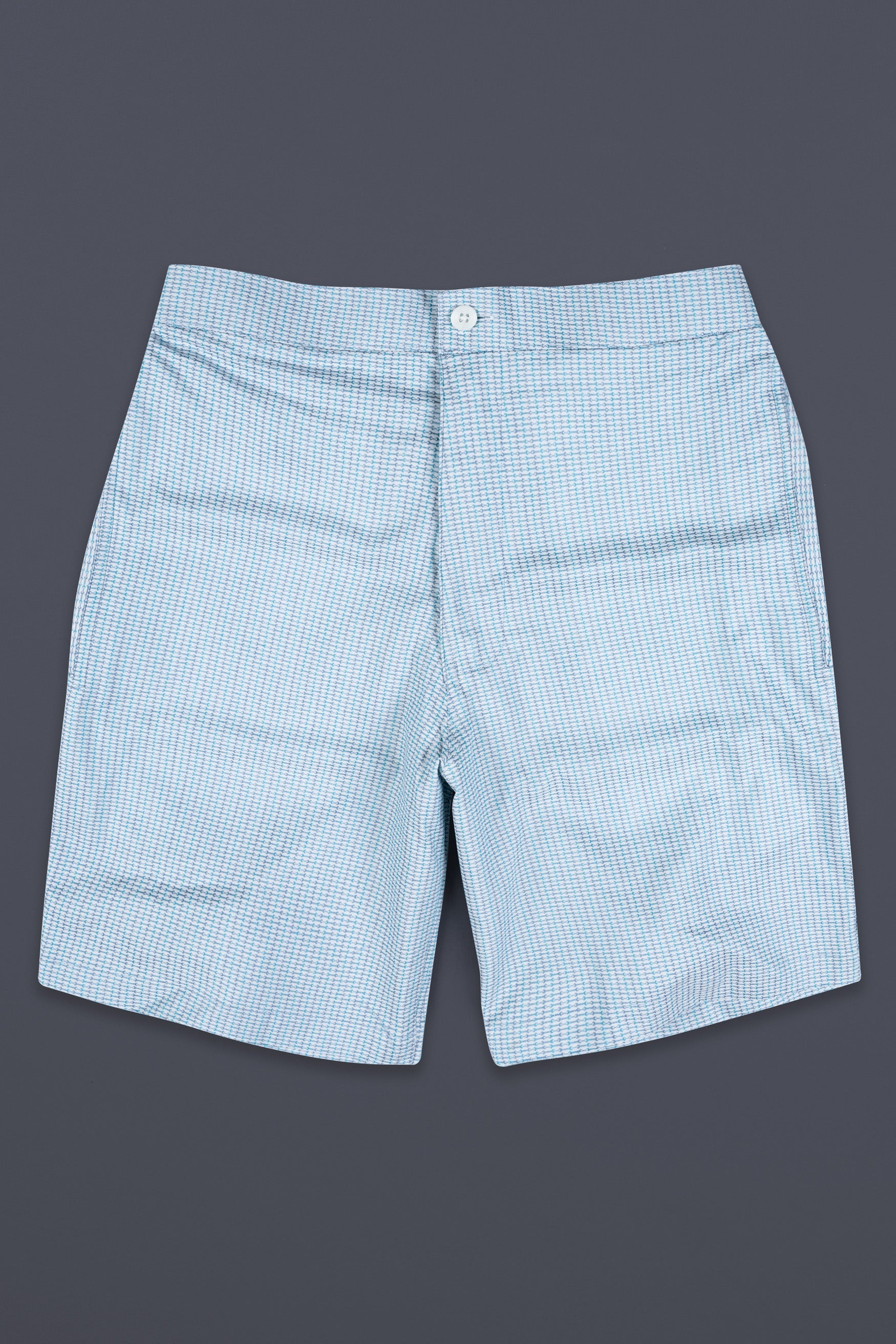 Hosta Blue and White Dobby Textured Giza Cotton Shorts SR388-28, SR388-30, SR388-32, SR388-34, SR388-36, SR388-38, SR388-40, SR388-42, SR388-44