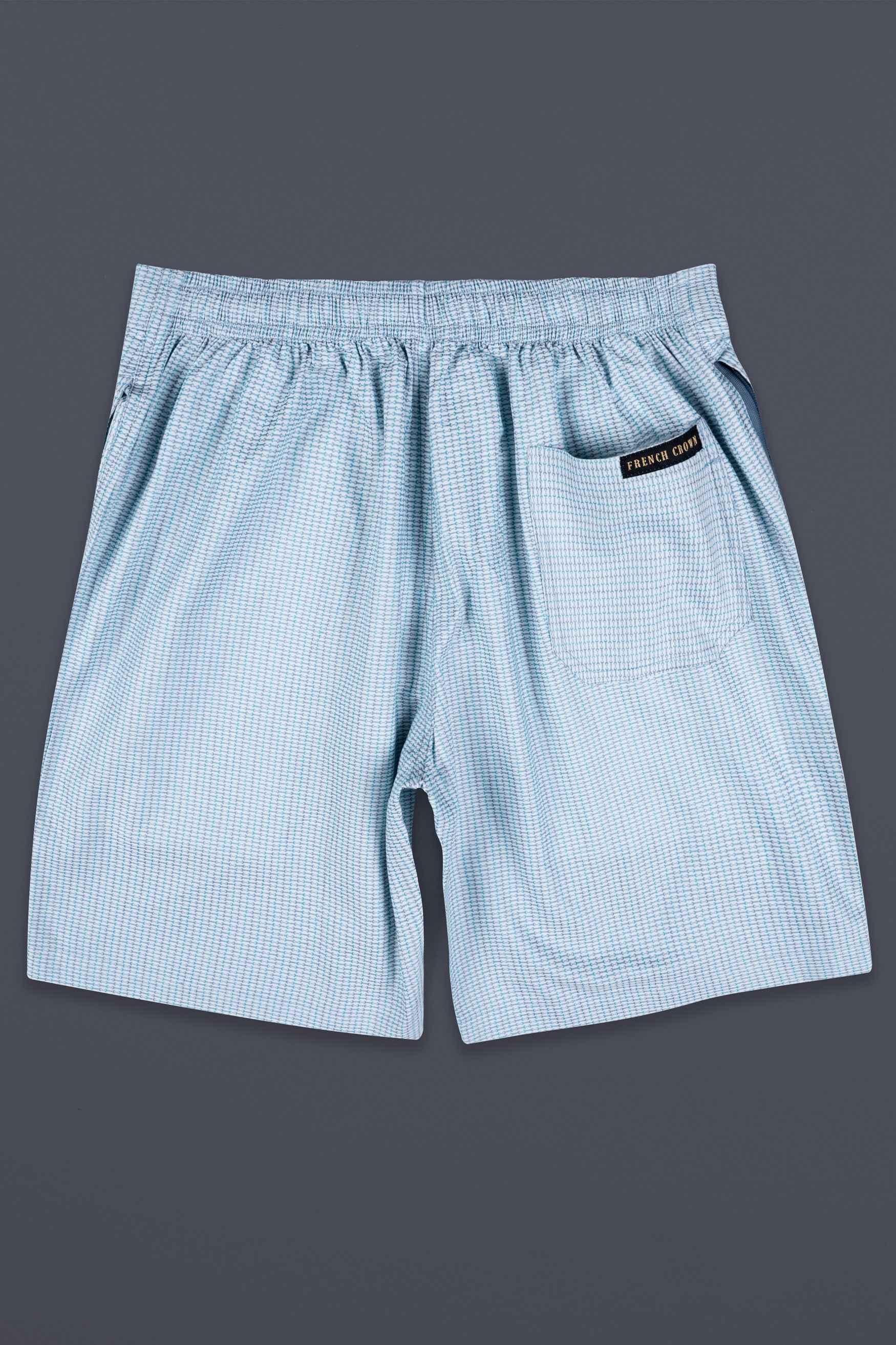 Hosta Blue and White Dobby Textured Giza Cotton Shorts SR388-28, SR388-30, SR388-32, SR388-34, SR388-36, SR388-38, SR388-40, SR388-42, SR388-44