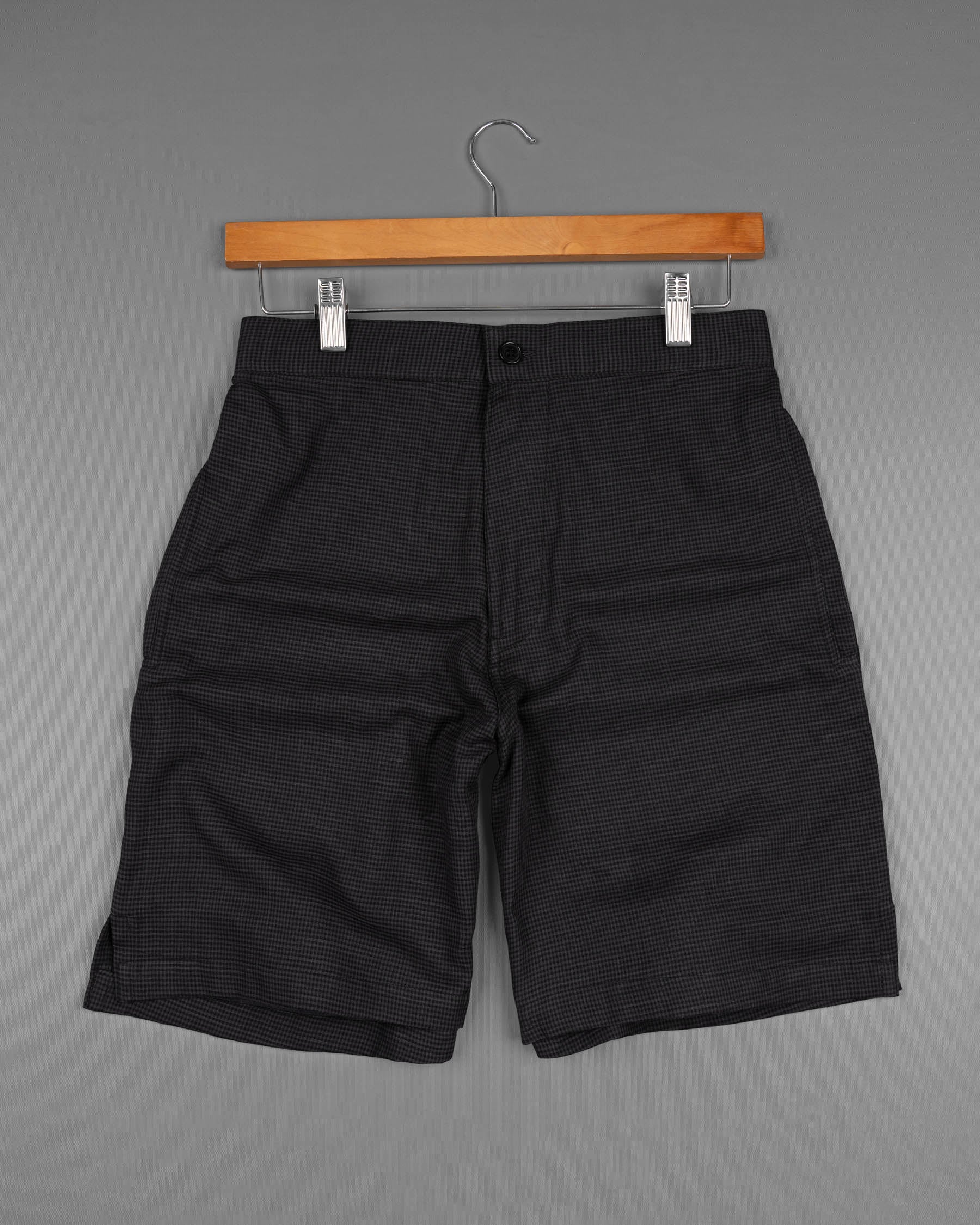 Jade Black and Chicago Gray Micro checked Premium Cotton Shorts SR120-28, SR120-30, SR120-32, SR120-34, SR120-36, SR120-38, SR120-40, SR120-42, SR120-44