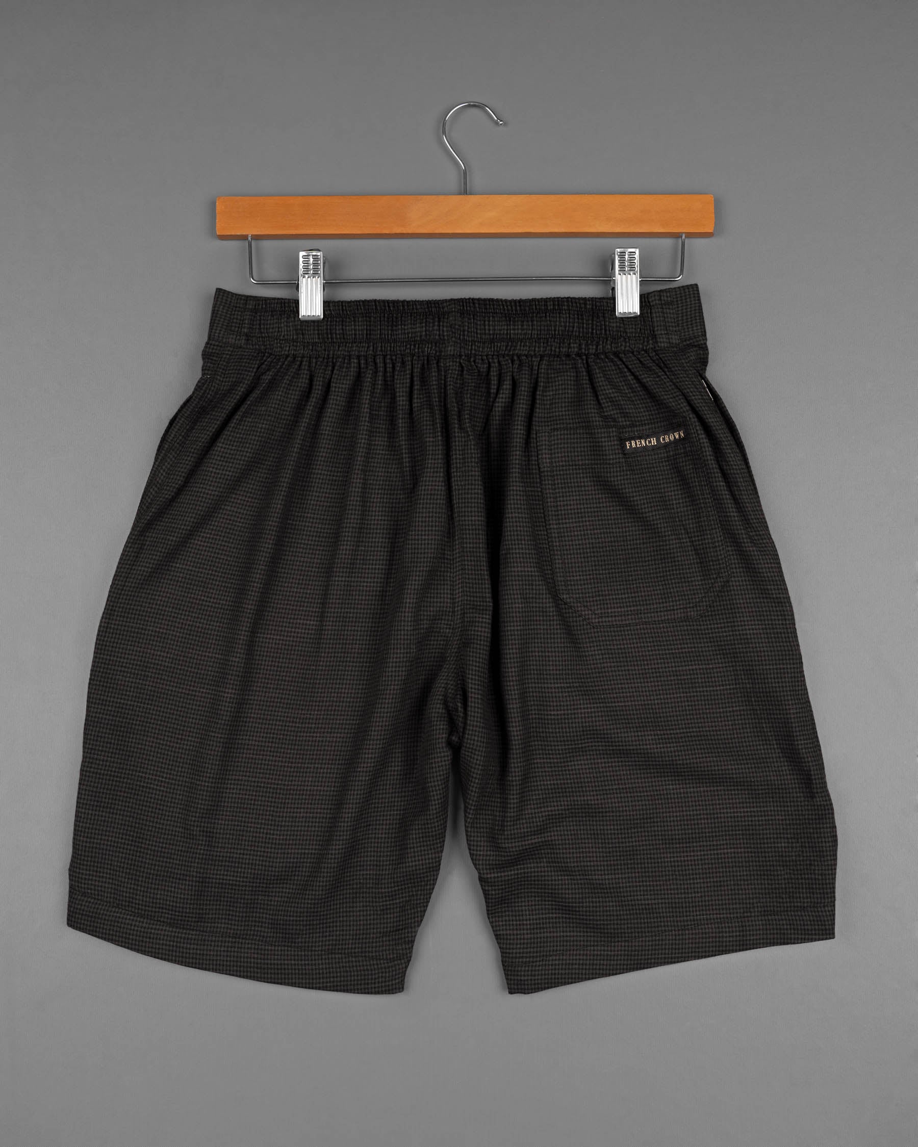 Jade Black and Chicago Gray Micro checked Premium Cotton Shorts SR120-28, SR120-30, SR120-32, SR120-34, SR120-36, SR120-38, SR120-40, SR120-42, SR120-44