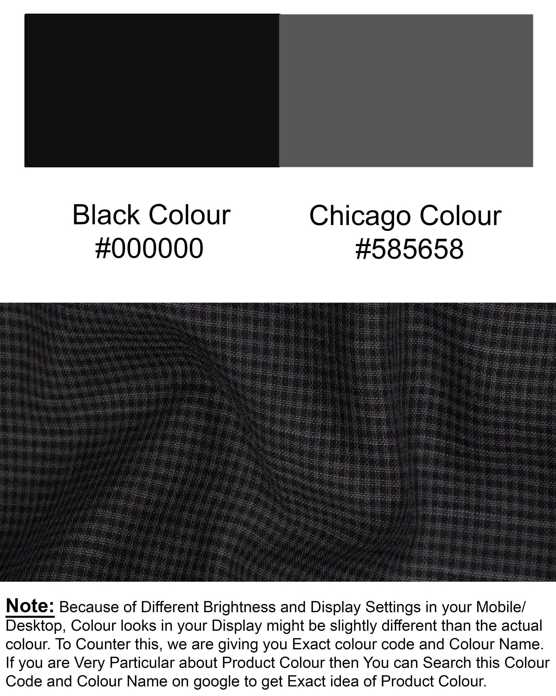 Jade Black and Chicago Gray Micro checked Premium Cotton Shorts SR120-28, SR120-30, SR120-32, SR120-34, SR120-36, SR120-38, SR120-40, SR120-42, SR120-44