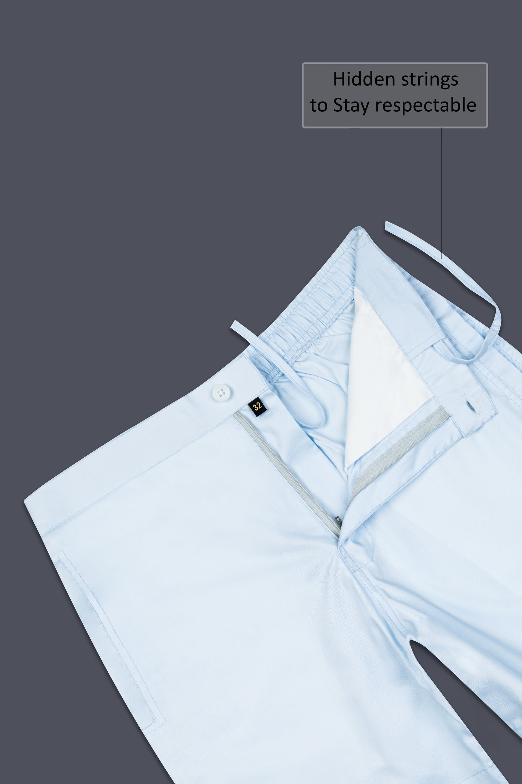 Cloudy Blue Twill Premium Cotton Shorts