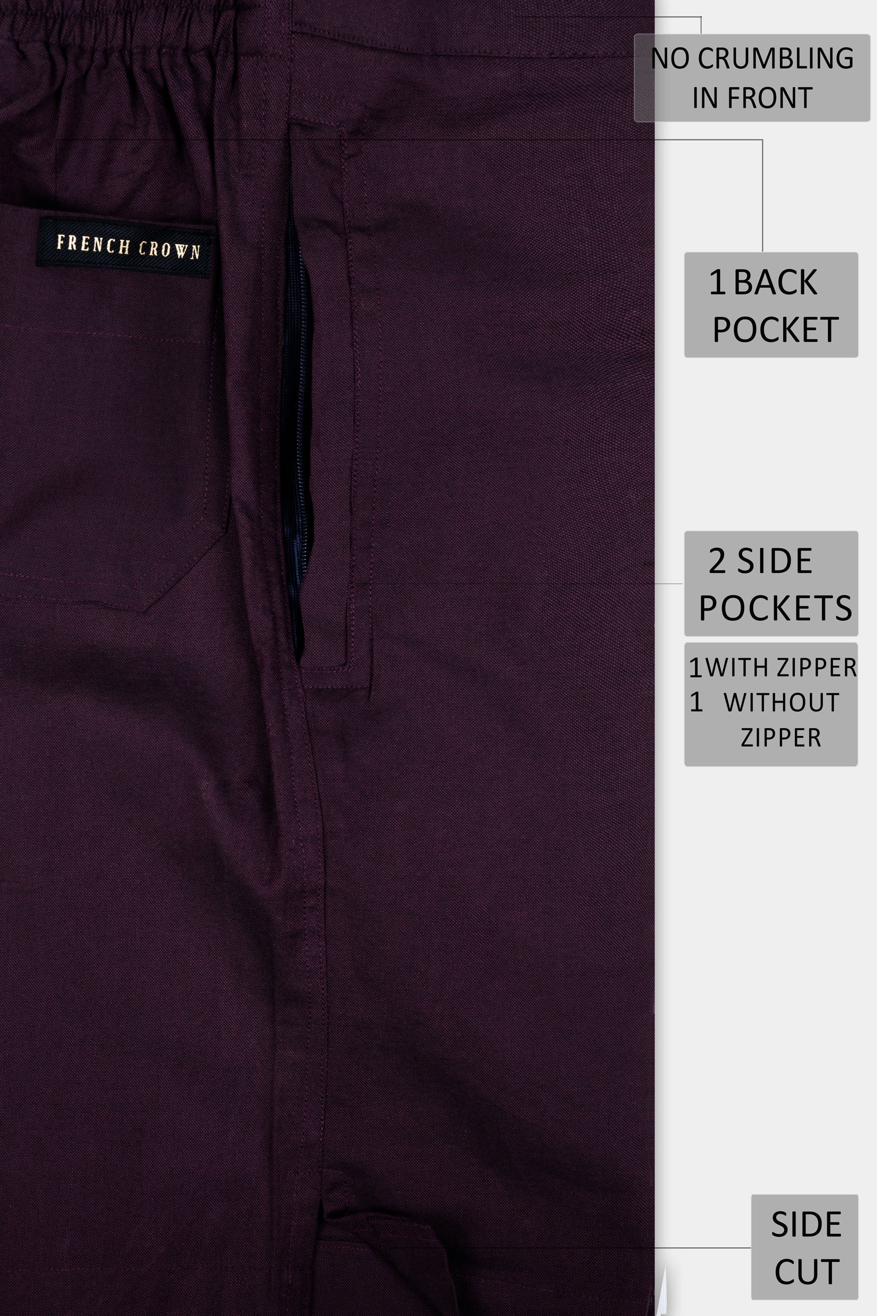 Wine Purple Textured Royal Oxford Shorts