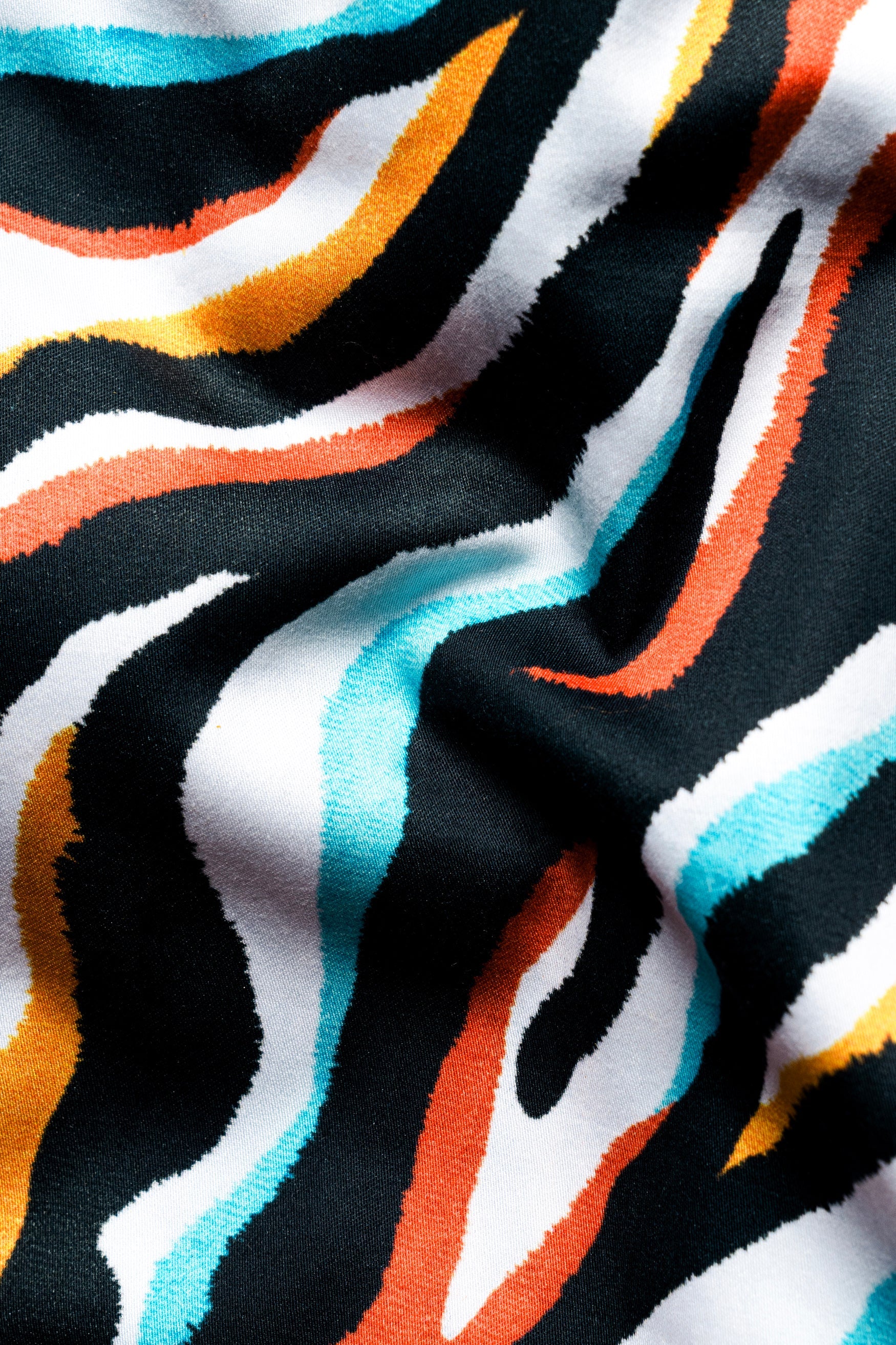 Jade Black and Flame Pea Orange Multicolour Zebra Printed Subtle Sheen Super Soft Premium Cotton Designer Short