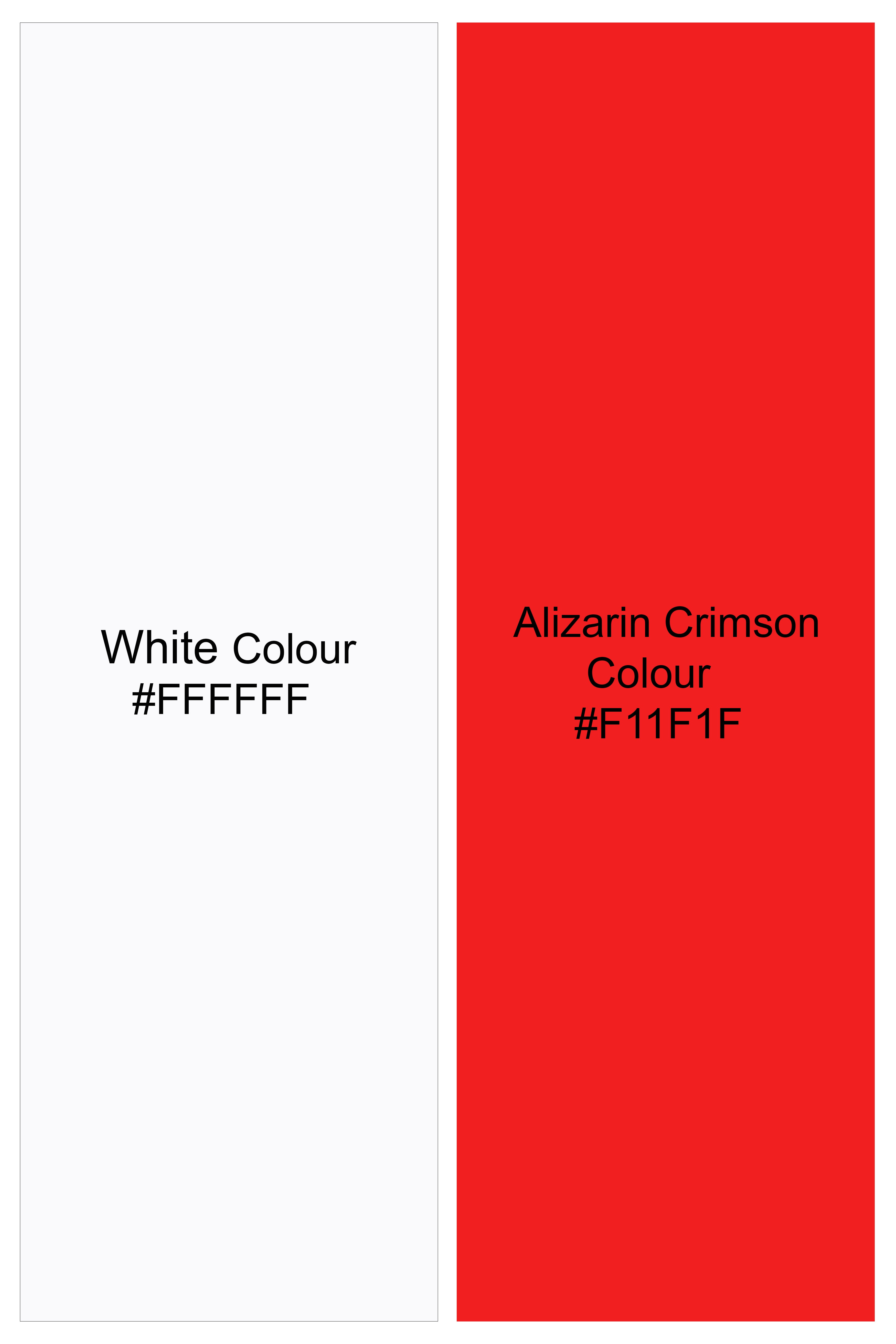 Bright White and Alizarin Crimson Red Stripes Premium Cotton Short