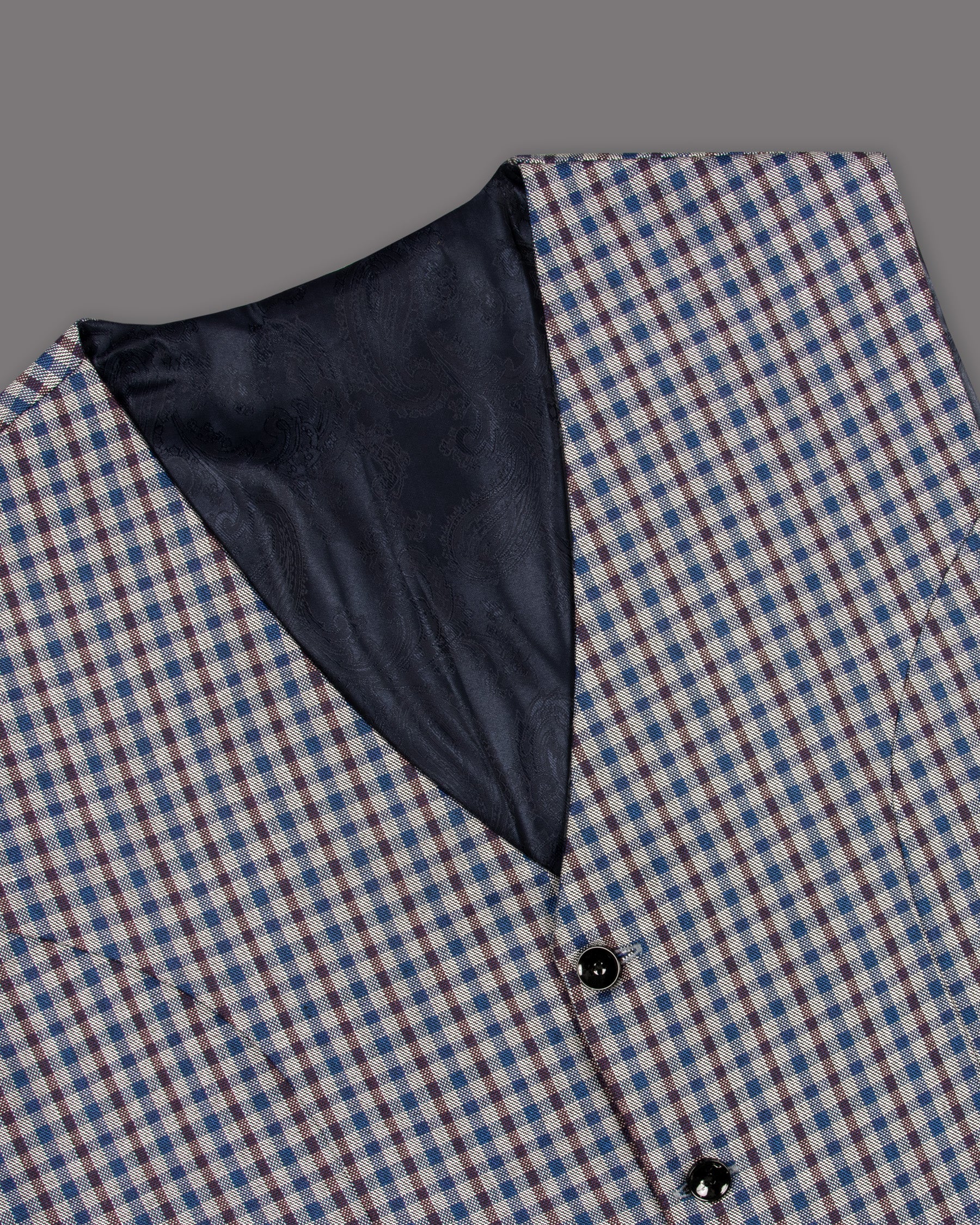 Brown with Blue Gingham wool rich suit